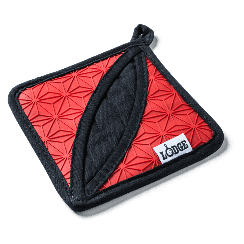 Lodge ASFPH41 6 1/2 x 6 1/2 Red Silicone and Black Fabric Pot Holder