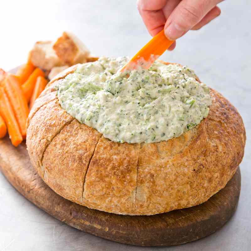Broccoli Dip in a Bread Bowl