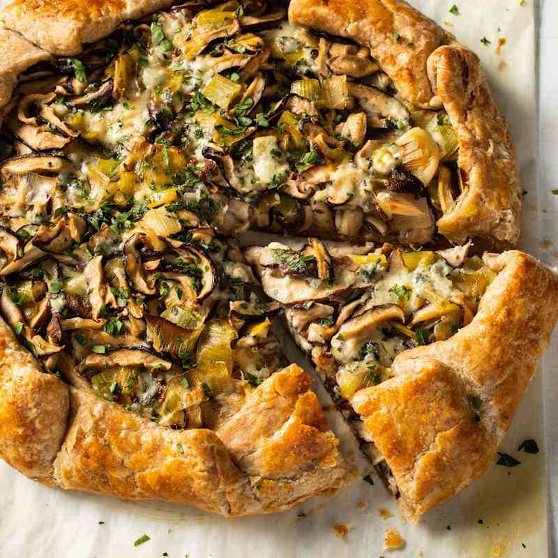 Mushroom and Leek Galette with Gorgonzola