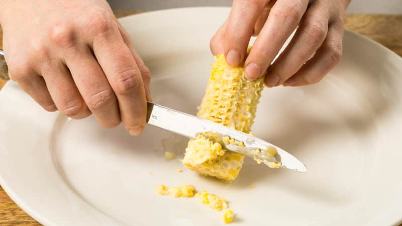 This corn kerneler that catches all the corn in one fell swoop