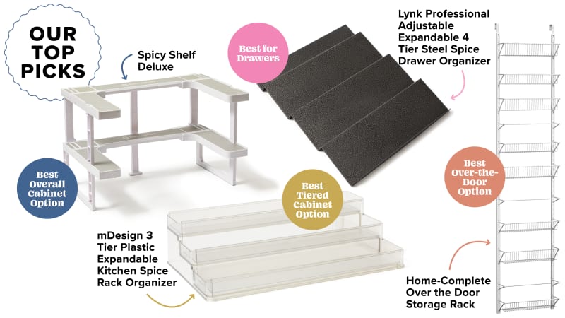 mDesign Expandable Plastic Spice Rack Drawer Organizer, 3 Tiers, 2