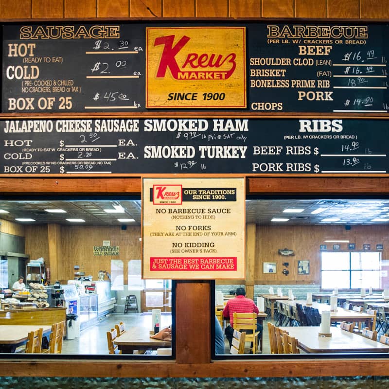 Kreuz Market Menu