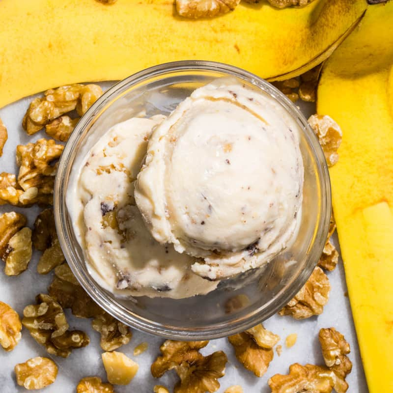 Banana Chocolate Walnut No-Churn Ice Cream