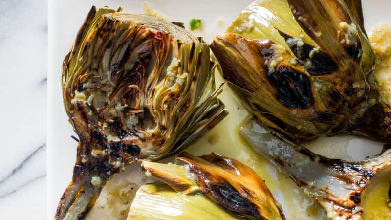 Grilled Artichokes with Lemon Butter