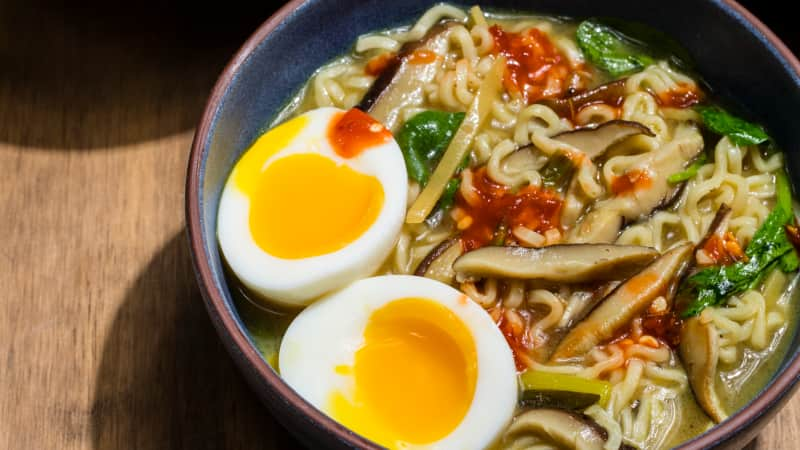 Vegetarian Ramen with Shiitakes and Soft Eggs