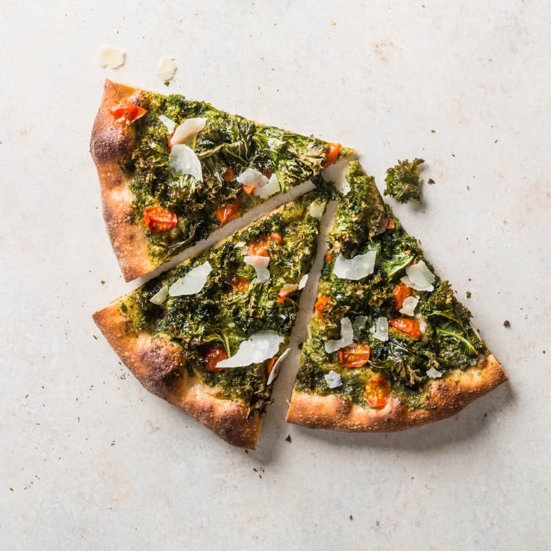 Whole-Wheat Pizza with Kale and Sunflower Seed Pesto
