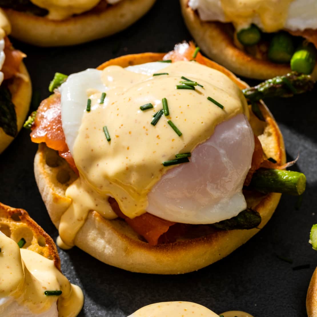 An asparagus and Smoked Salmon Benedict