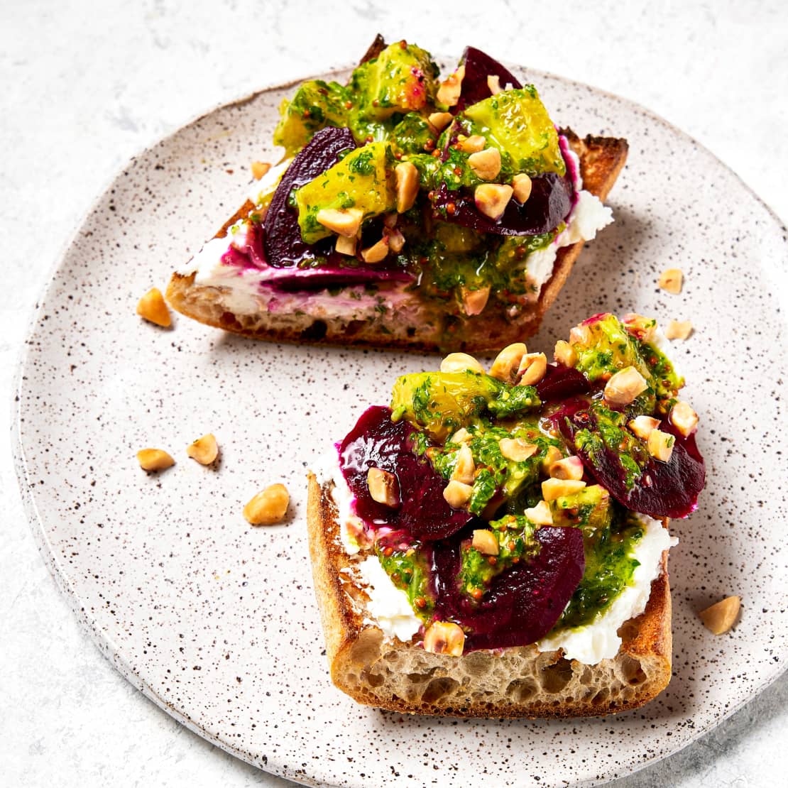 Beet, Orange, and Chèvre Tartines