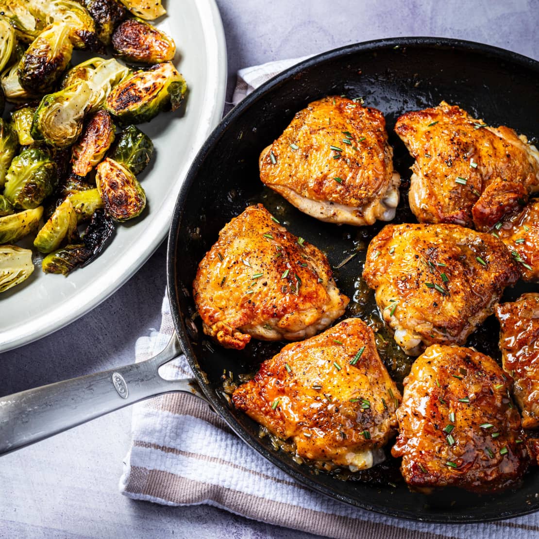 Orange-Rosemary Chicken Thighs with Brussels Sprouts