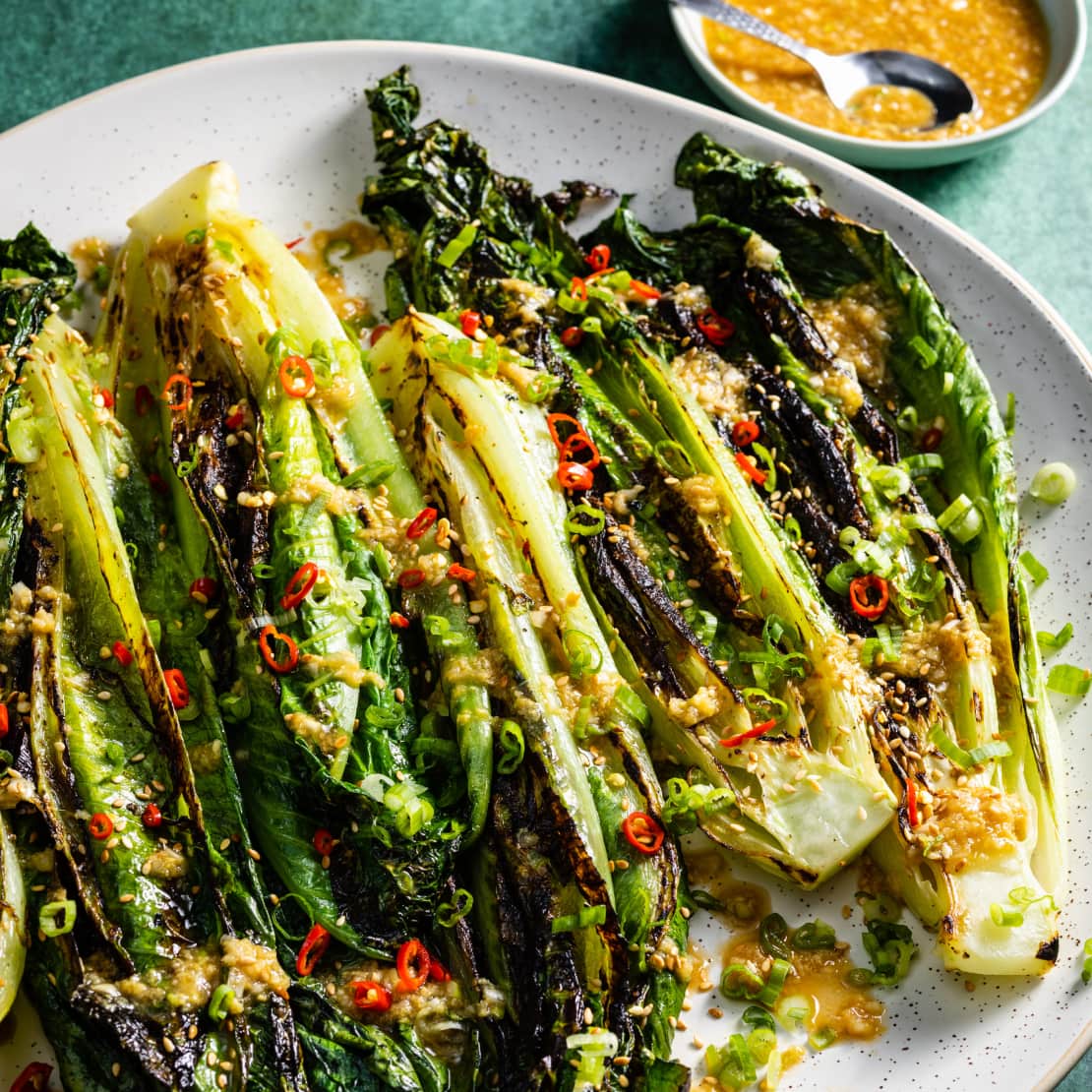Cast Iron–Seared Romaine with Oyster Sauce, Ginger, and Sesame