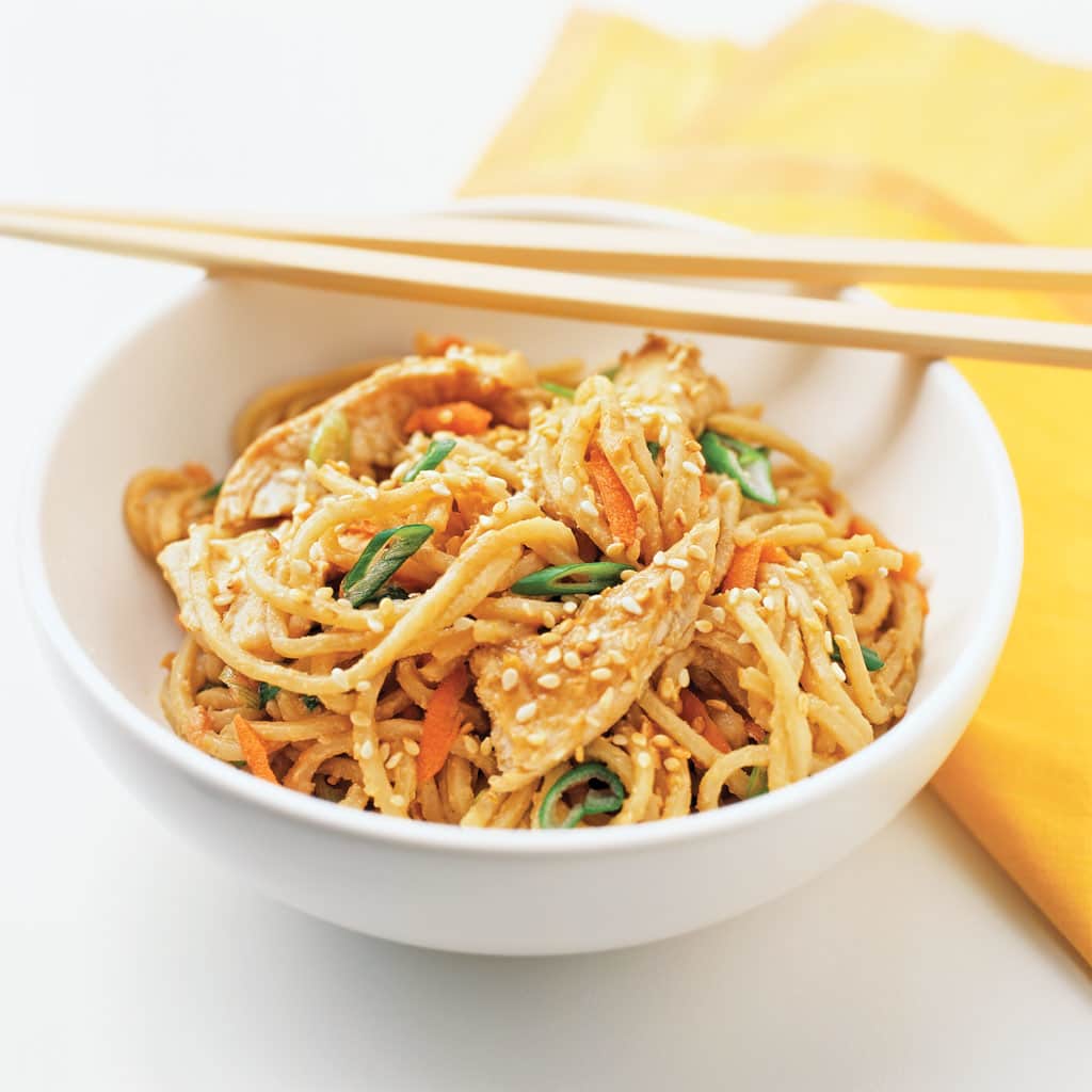 Sesame Noodles with Sweet Peppers and Cucumbers