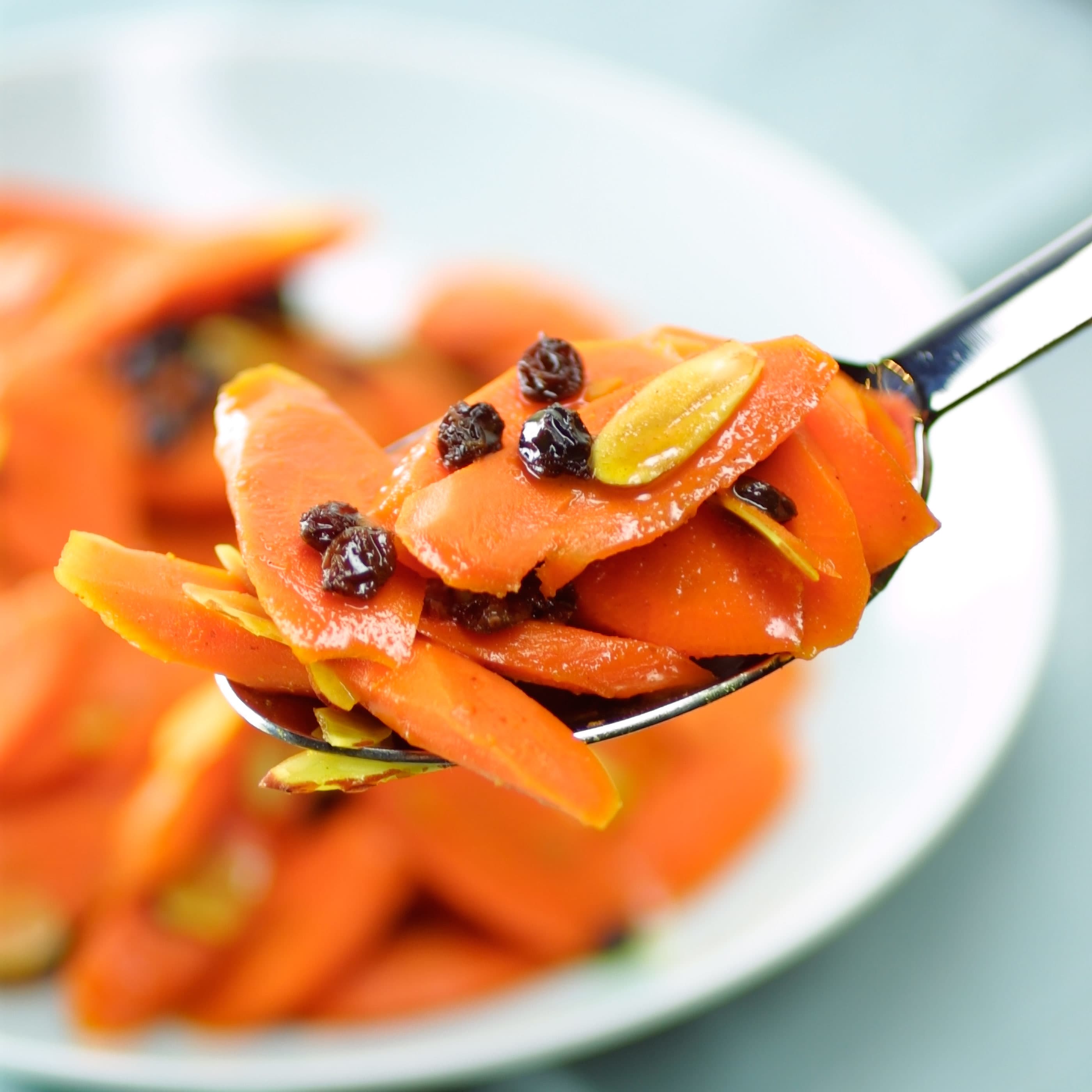 Glazed Curried Carrots with Currants and Almonds