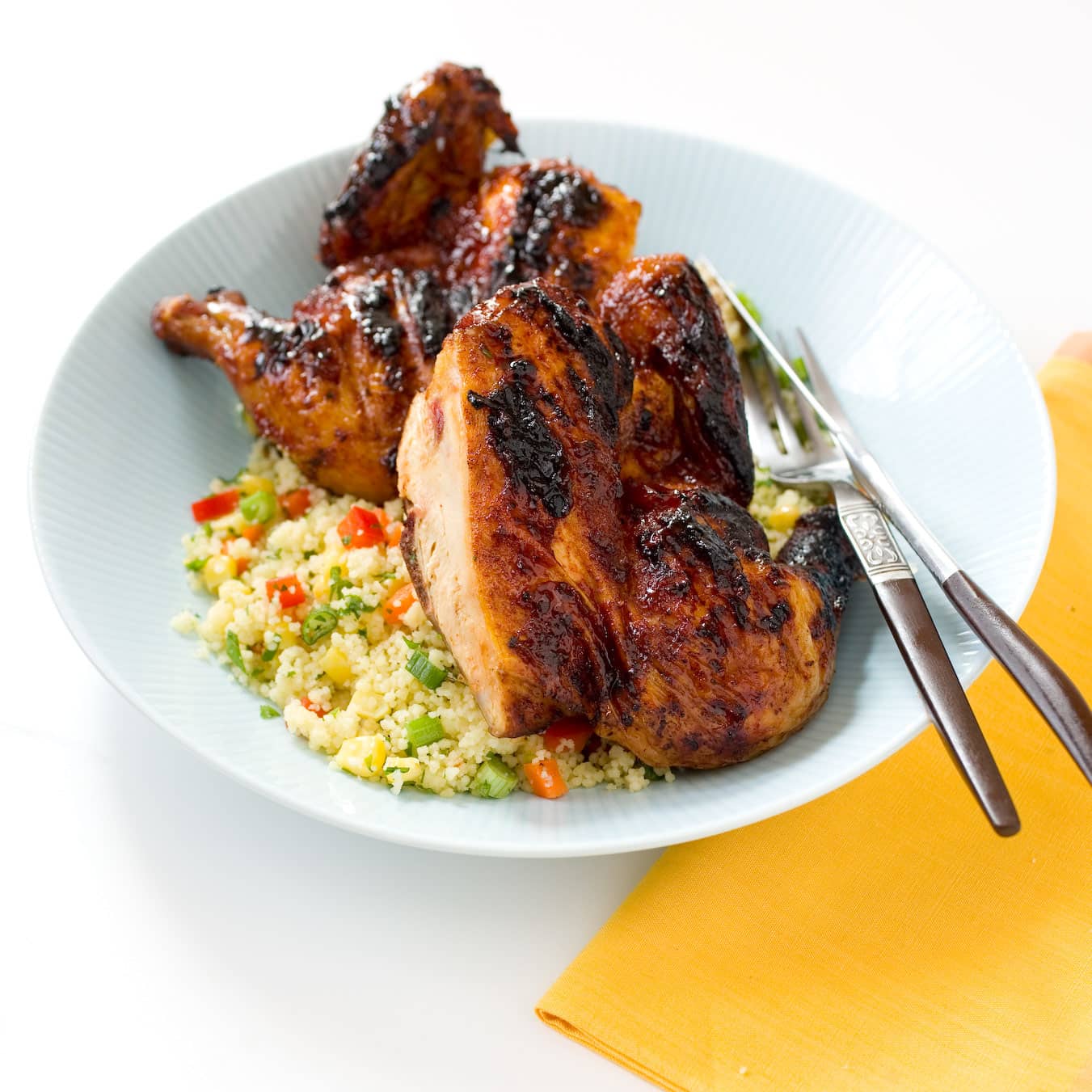 Grill-Roasted Cornish Game Hens on a Charcoal Grill