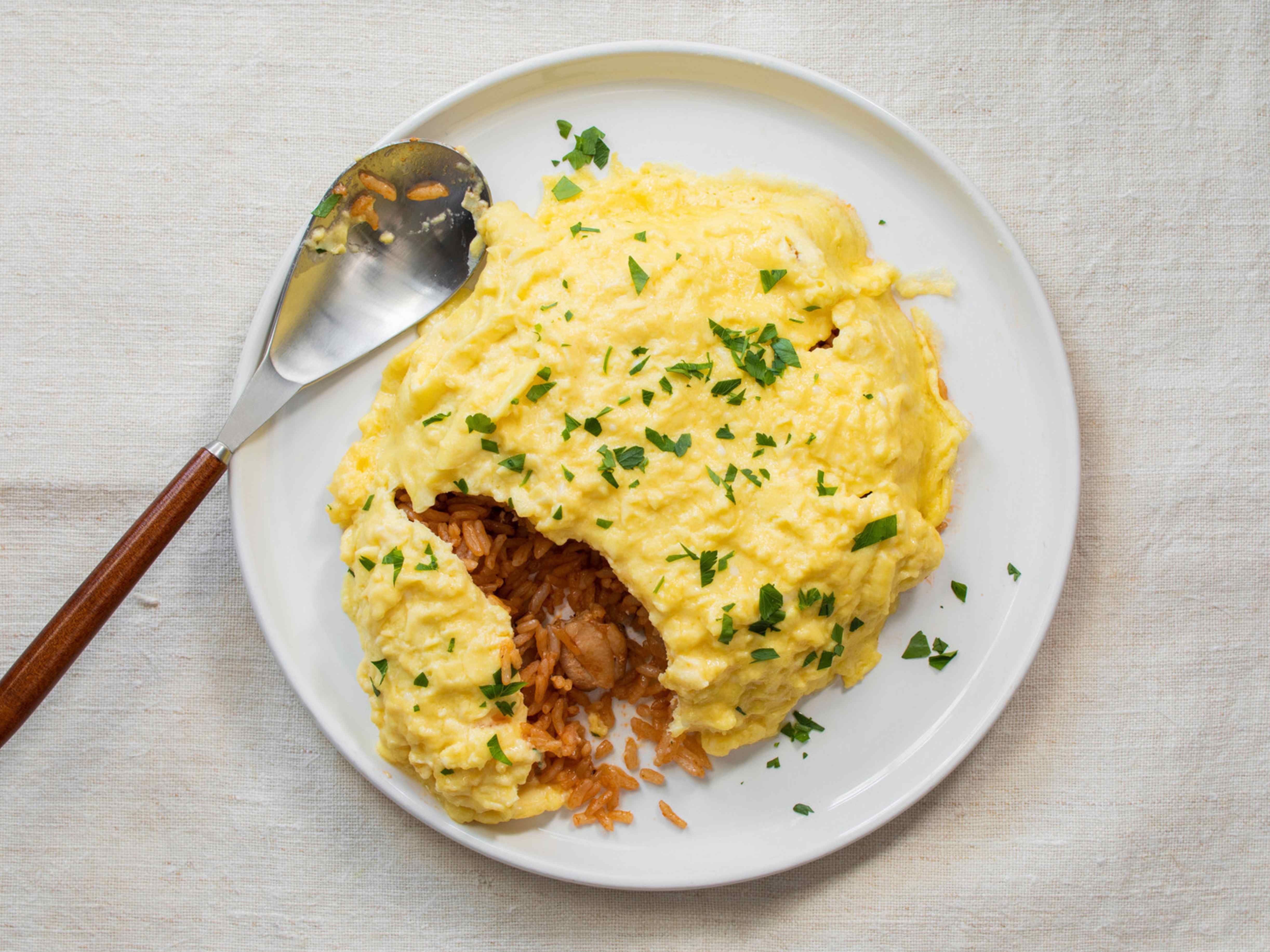 Omurice (Japanese Omelet Over Chicken Fried Rice)