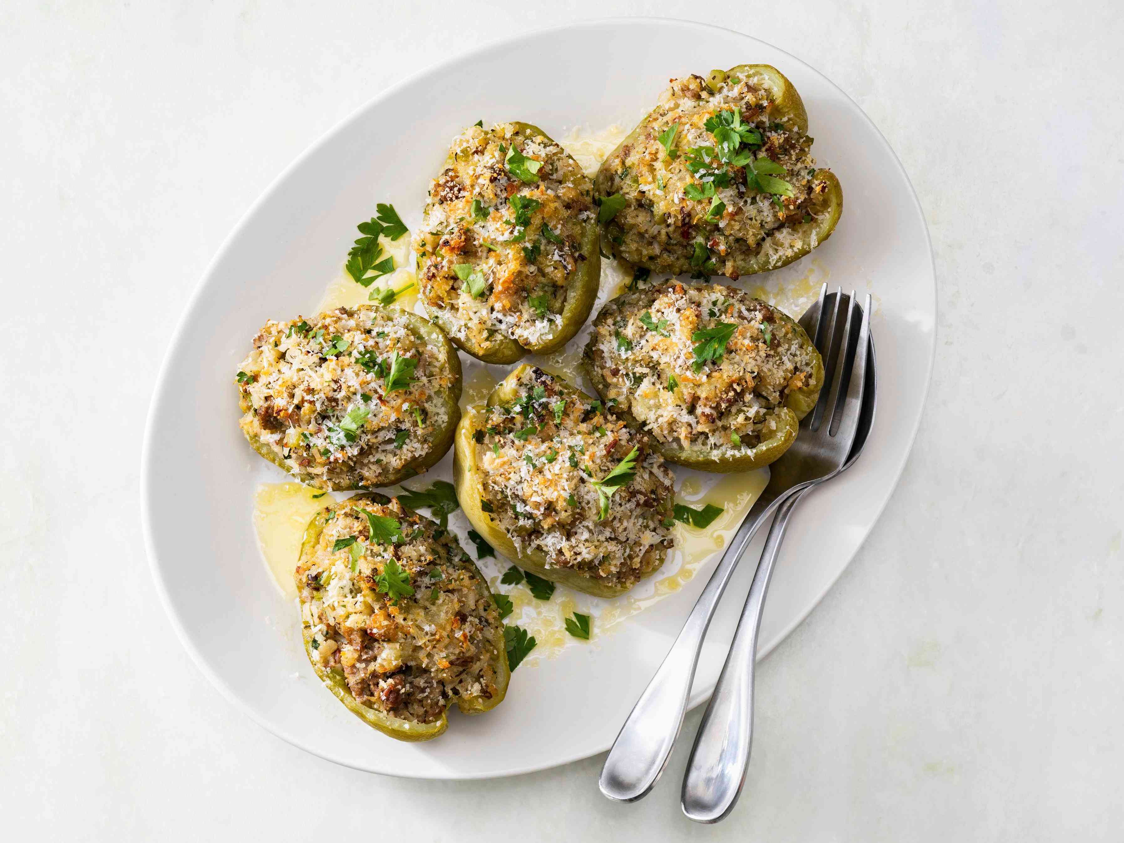 Ground Beef and Sausage–Stuffed Mirlitons