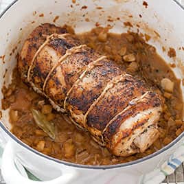 French-Style Pot-Roasted Pork Loin with Marsala and Mushrooms
