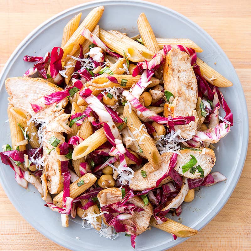 Penne with Chicken, Chickpeas, and Radicchio