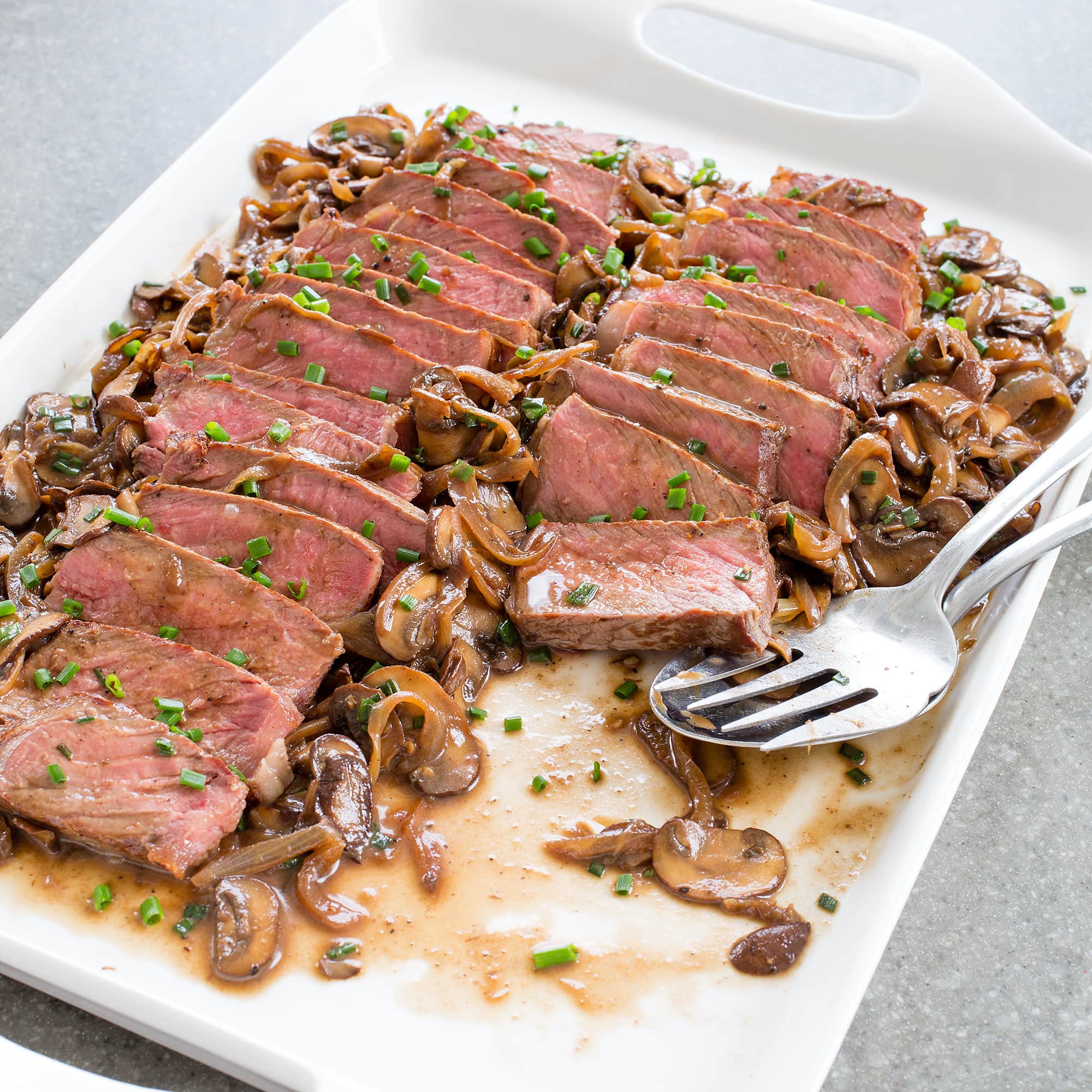 Strip Steaks with Sauteed Onions and Mushrooms | America's Test Kitchen