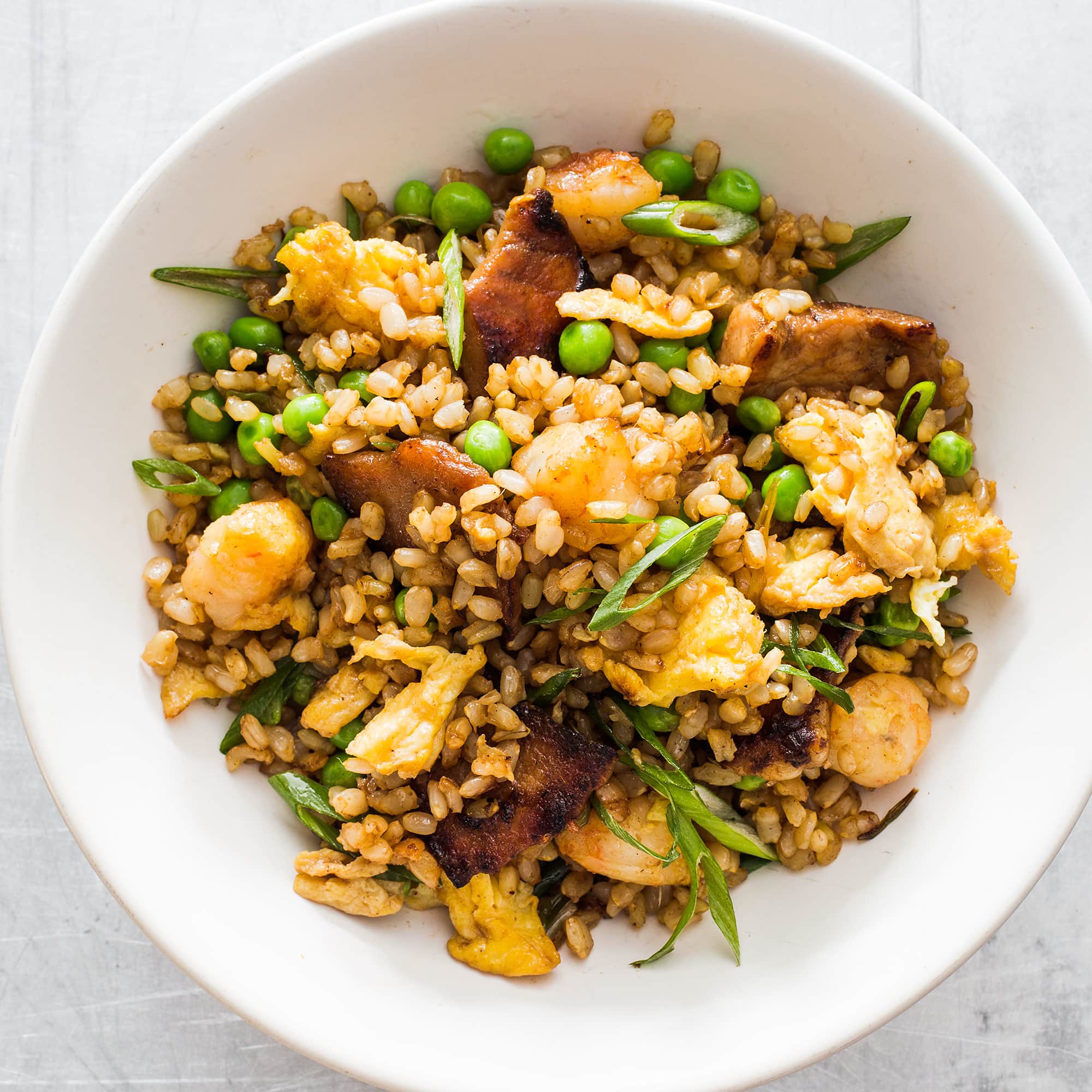 Fried Brown Rice with Pork and Shrimp | America's Test Kitchen