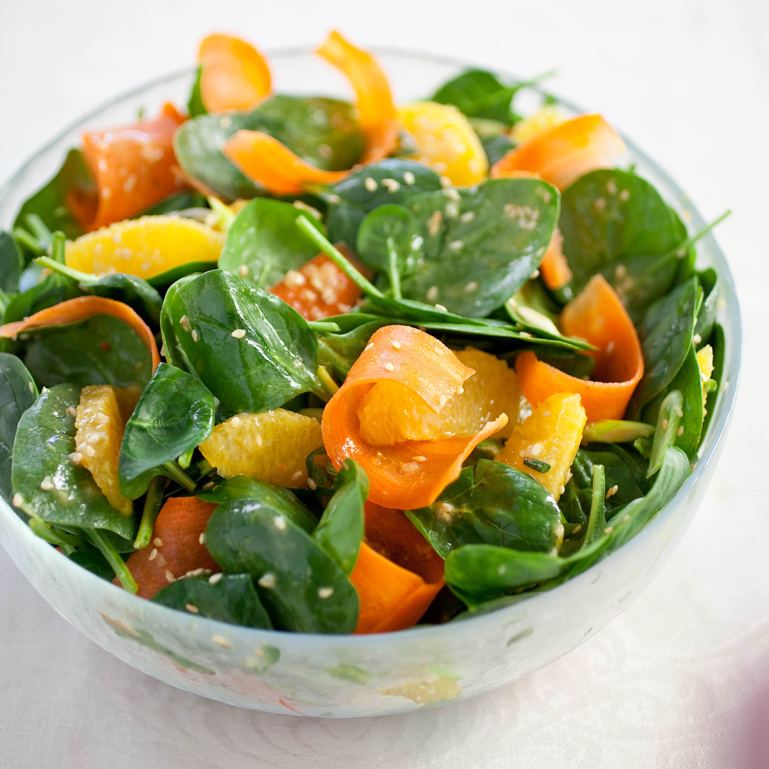 Spinach Salad with Carrot, Orange, and Sesame