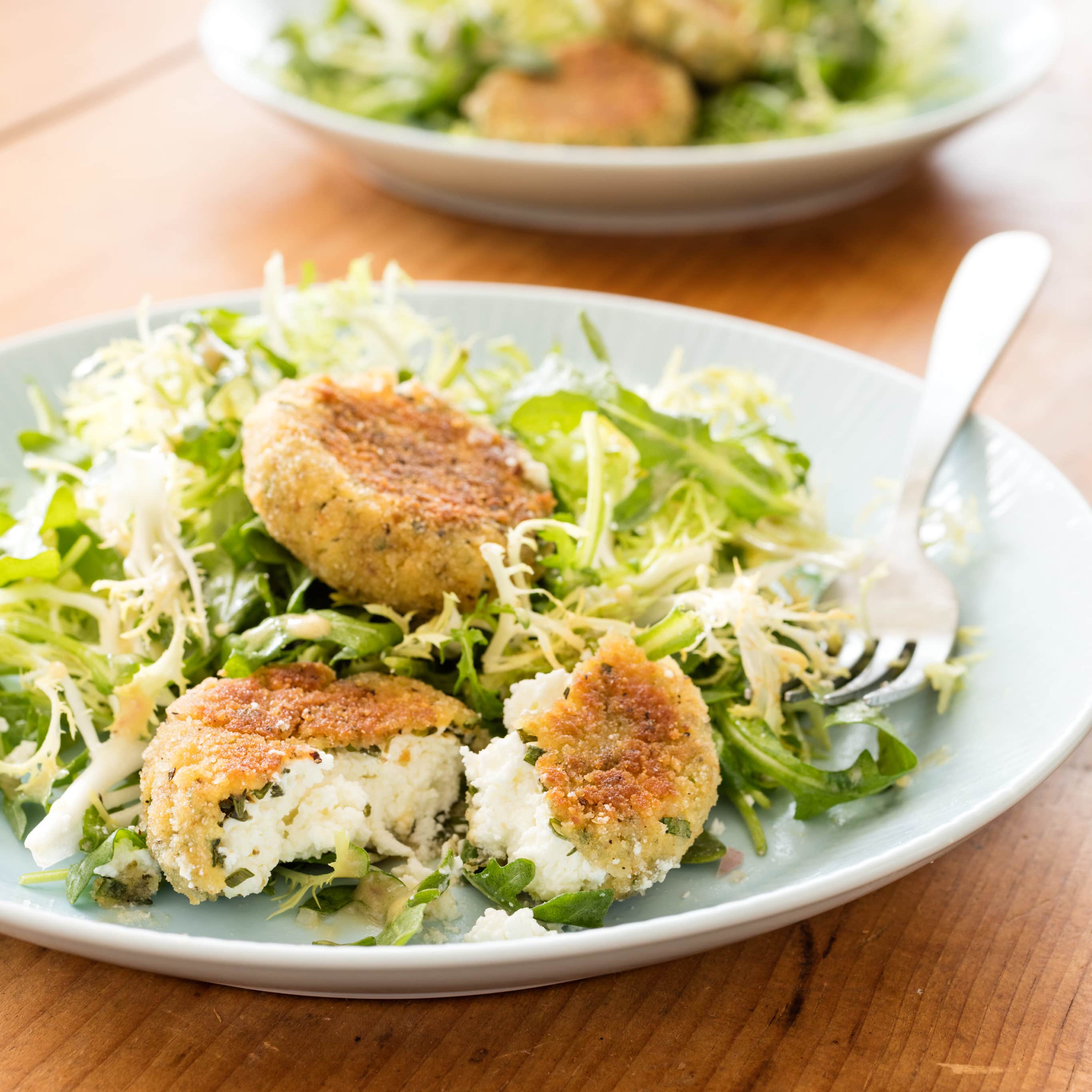 Salad with Herbed Baked Goat Cheese and Vinaigrette