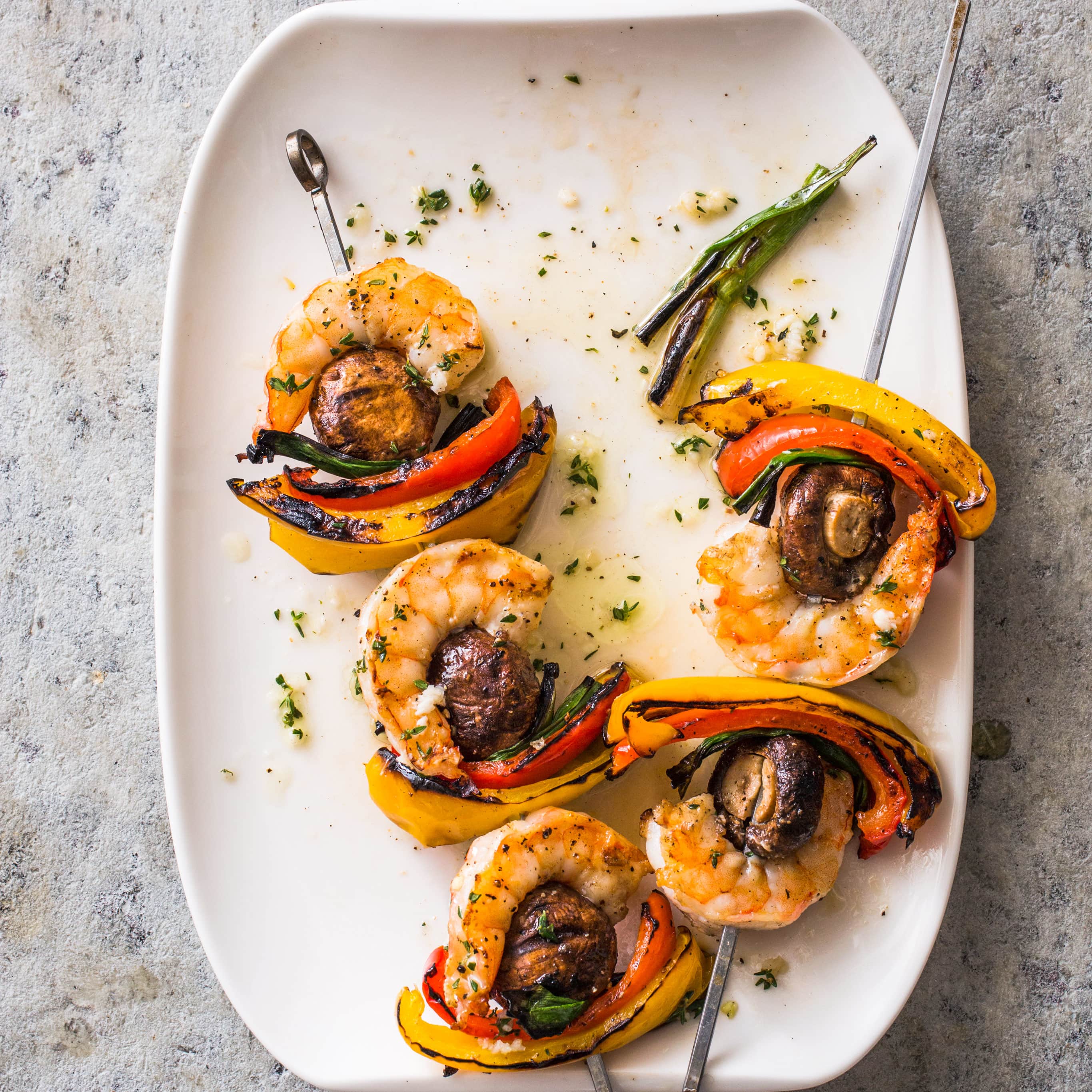 Grilled Shrimp and Vegetable Kebabs for Two