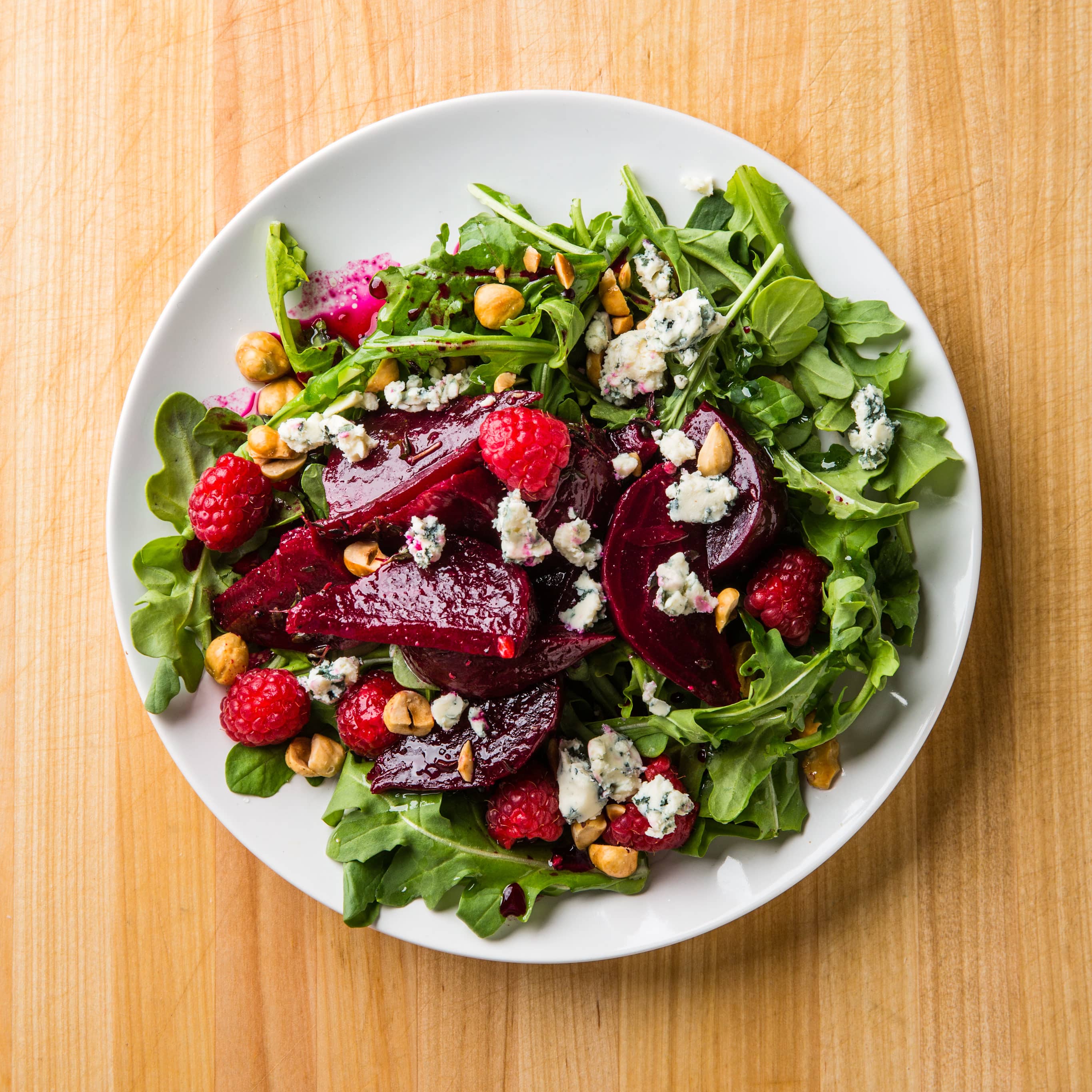 Marinated Beet Salad with Raspberries and Blue Cheese