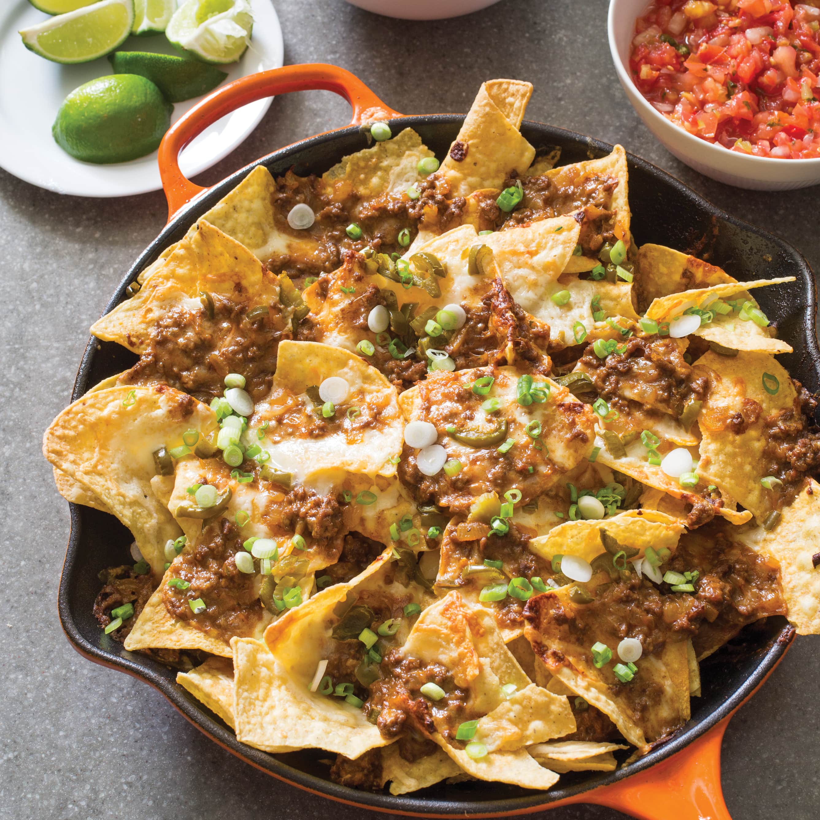 Cast Iron Loaded Beef Nachos