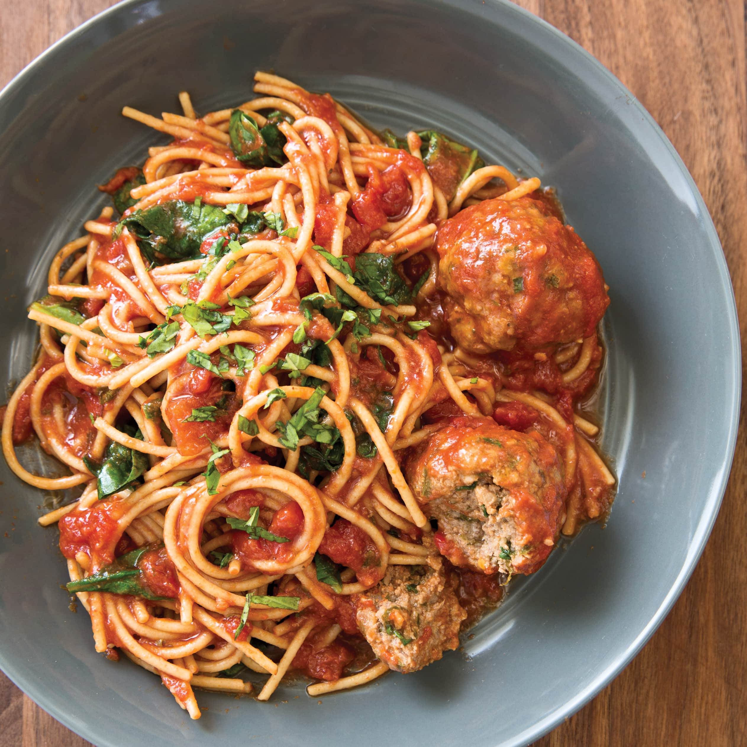Slow-Cooker Spaghetti with Meatballs Florentine