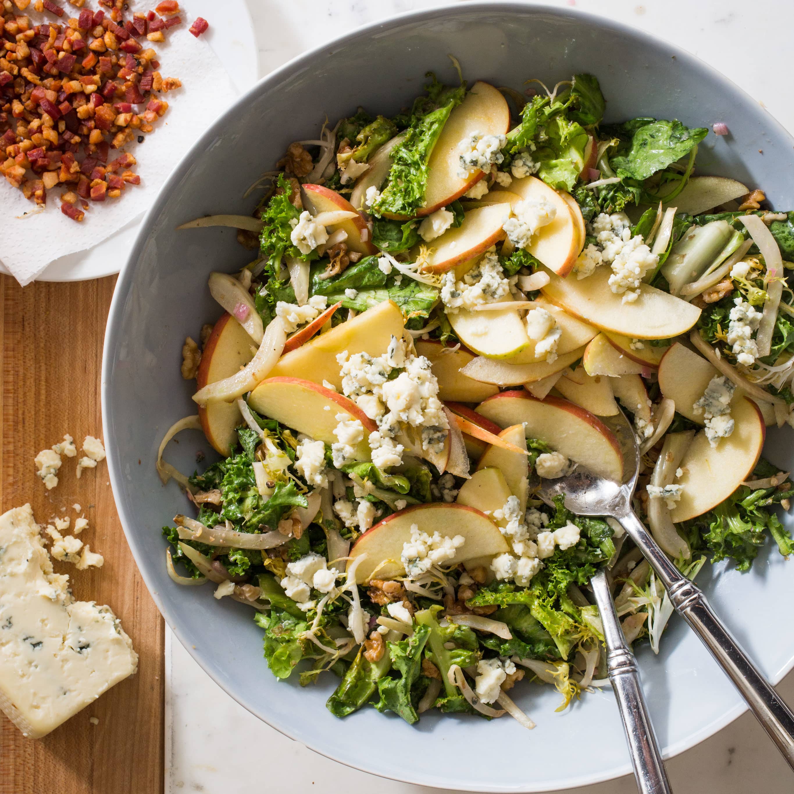 Bitter Greens, Fennel, and Apple Salad with Warm Pancetta Dressing