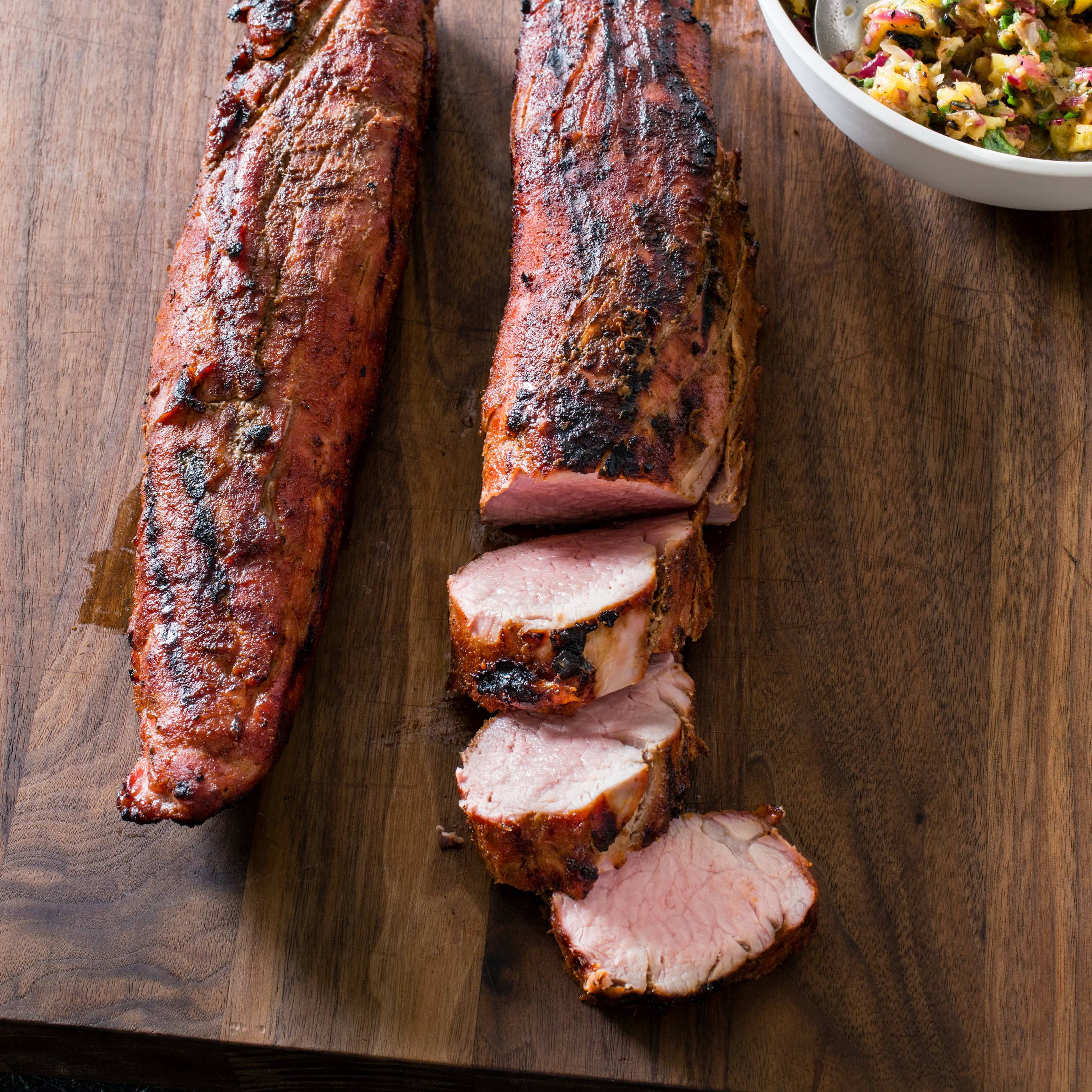 Grilled Pork Tenderloin with Grilled Pineapple–Red Onion Salsa | America's Test Kitchen