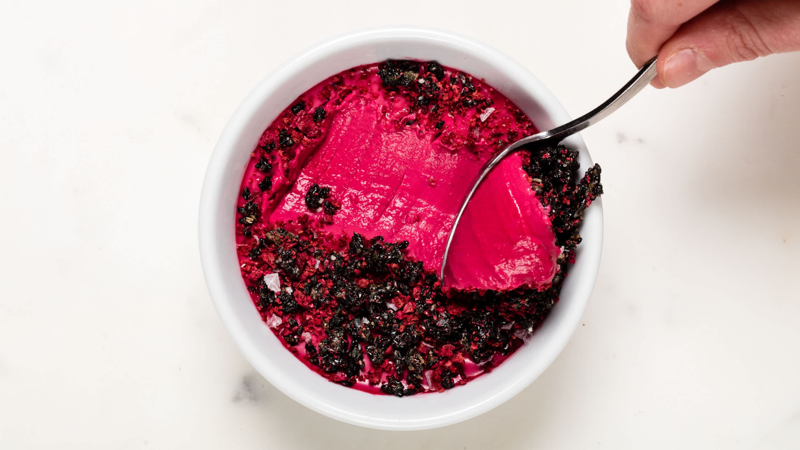 パンナコッタ★ Beet Panna Cotta with Candied Black Sesame Seeds | America's Test