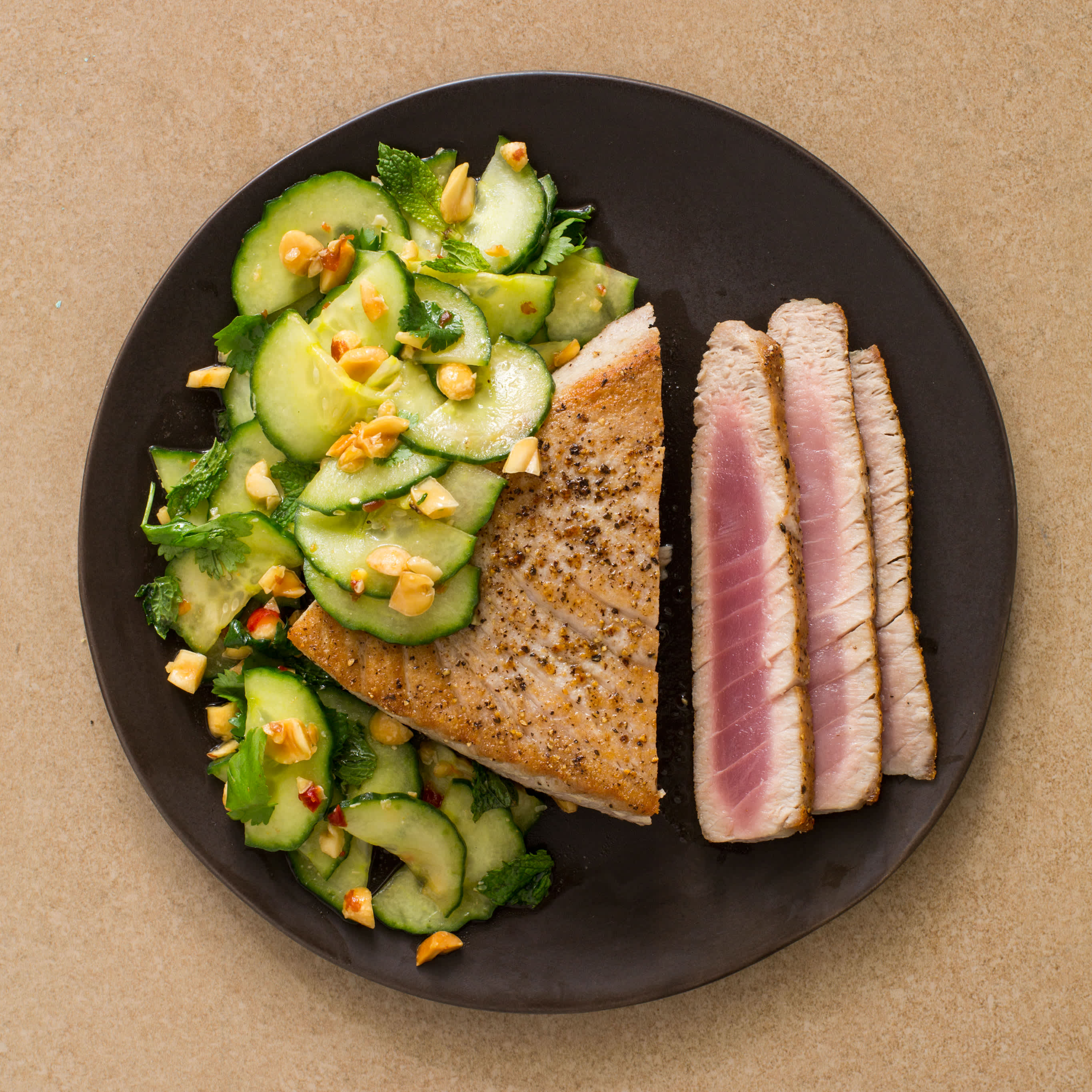 Tuna Steaks with Cucumber-Peanut Salad | America's Test Kitchen