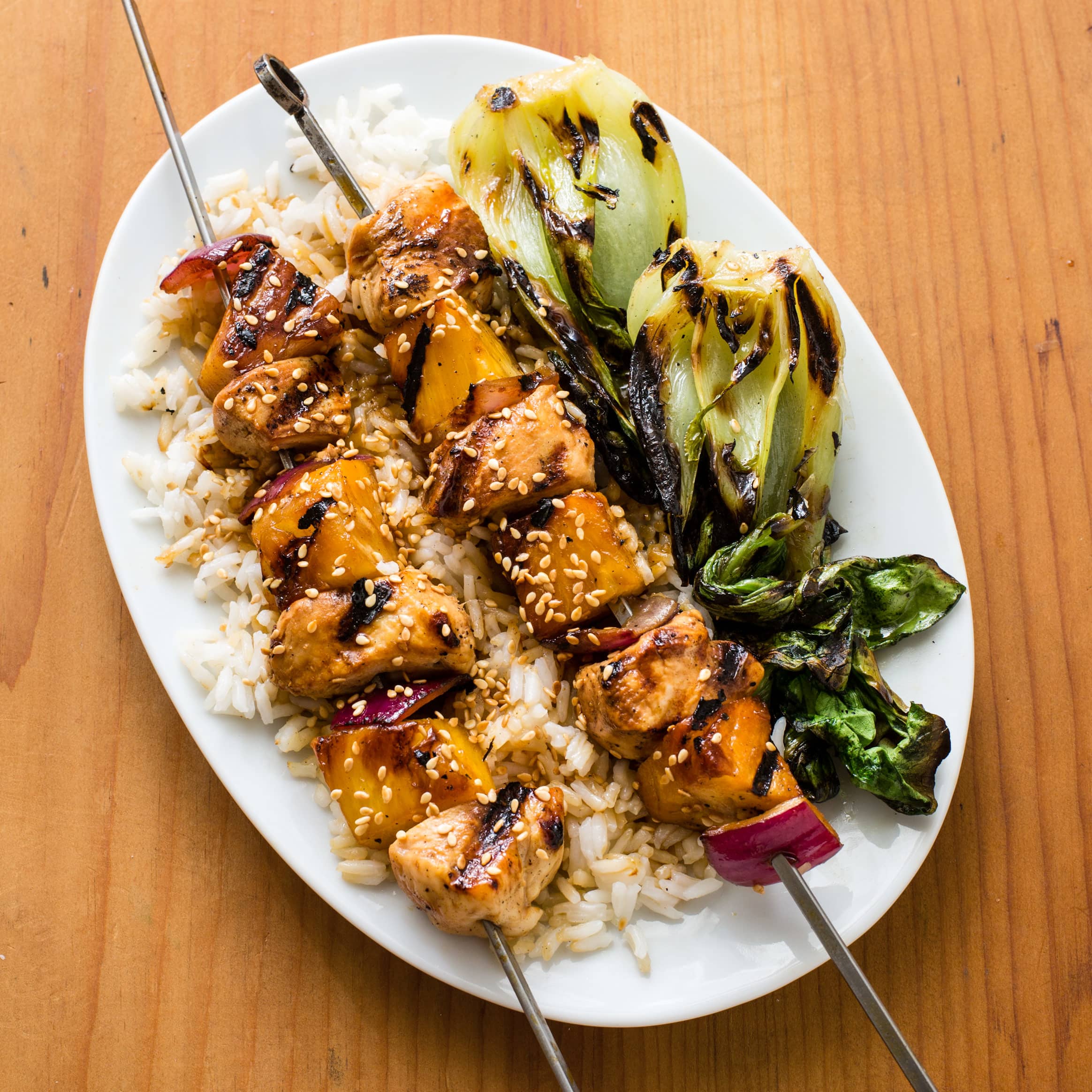 Teriyaki Chicken Kebabs with Grilled Bok Choy | America's Test Kitchen