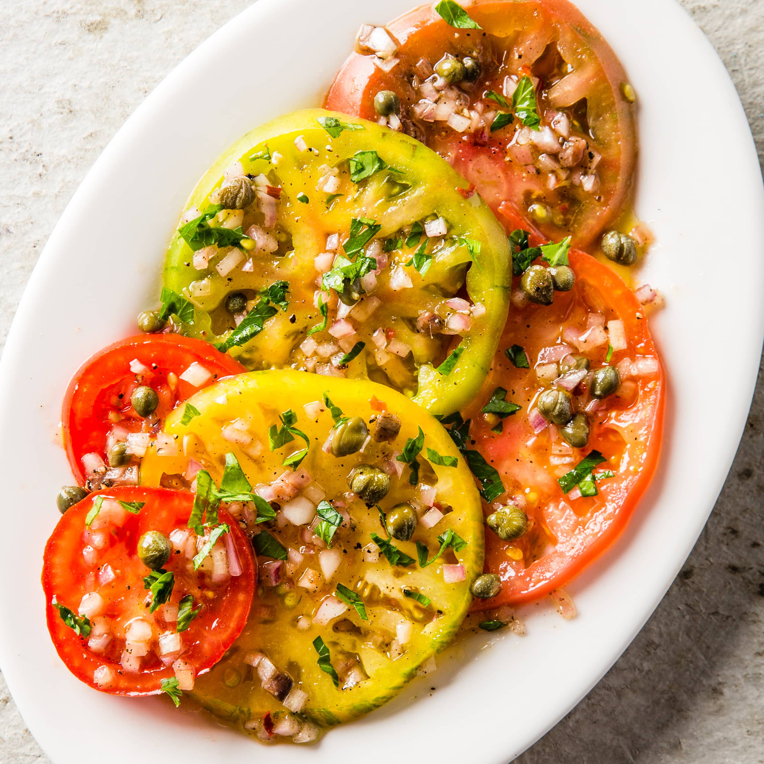 Simple Tomato Salad with Capers and Parsley