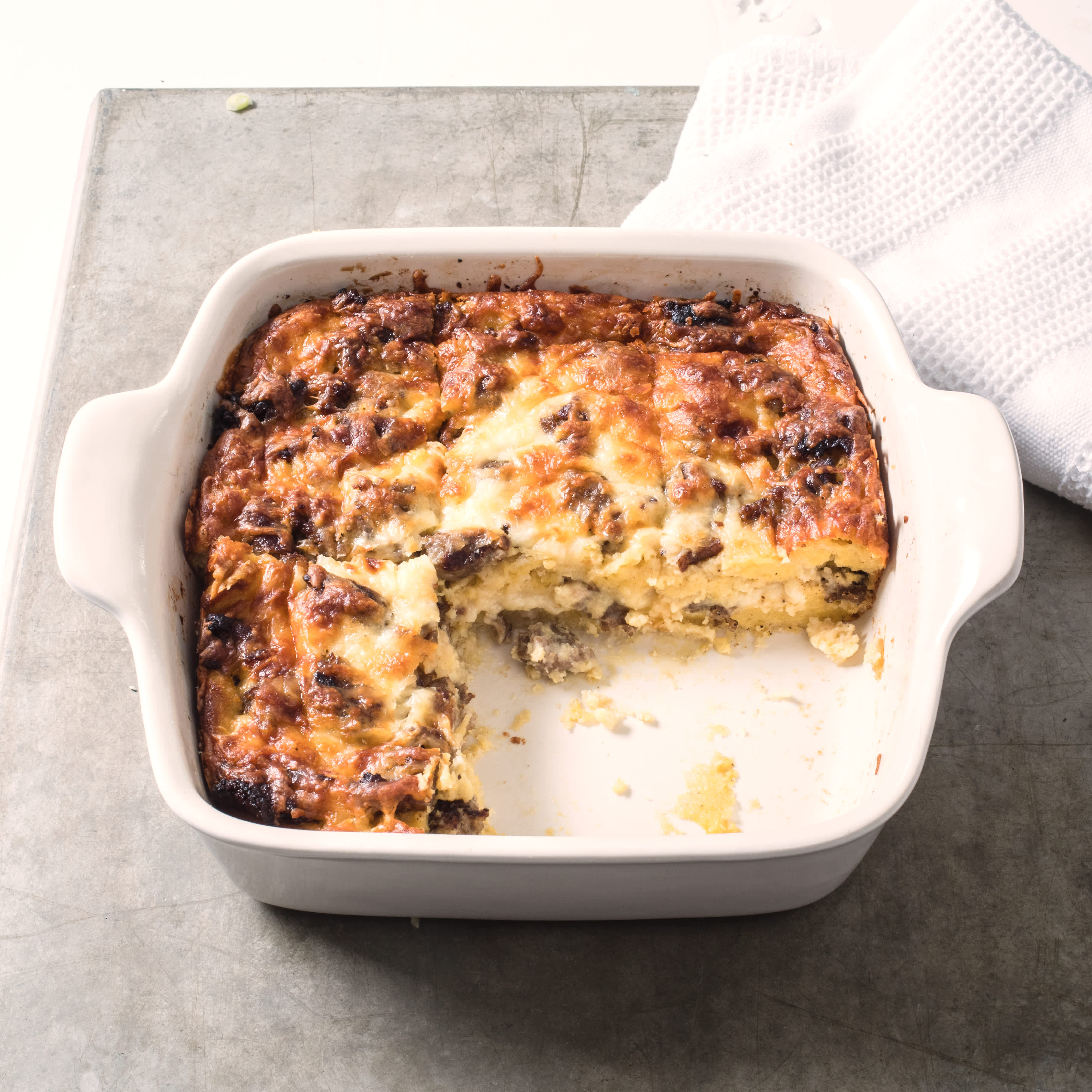 Maple Sausage and Waffle Casserole