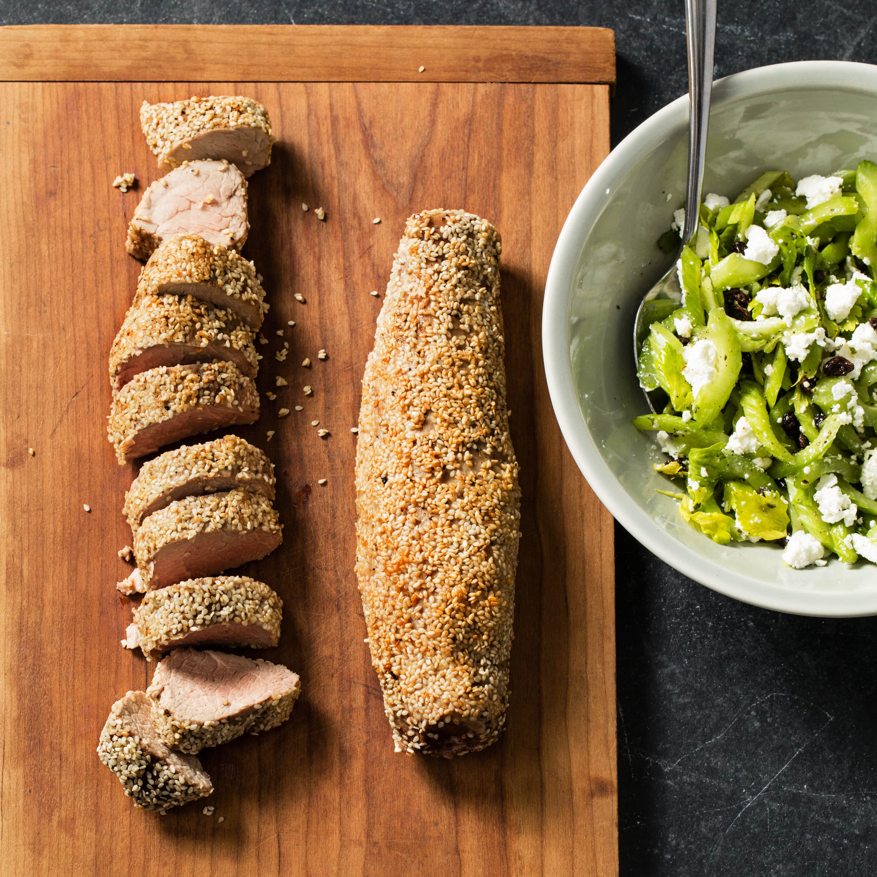 sesame-crusted-pork-tenderloin-with-celery-salad