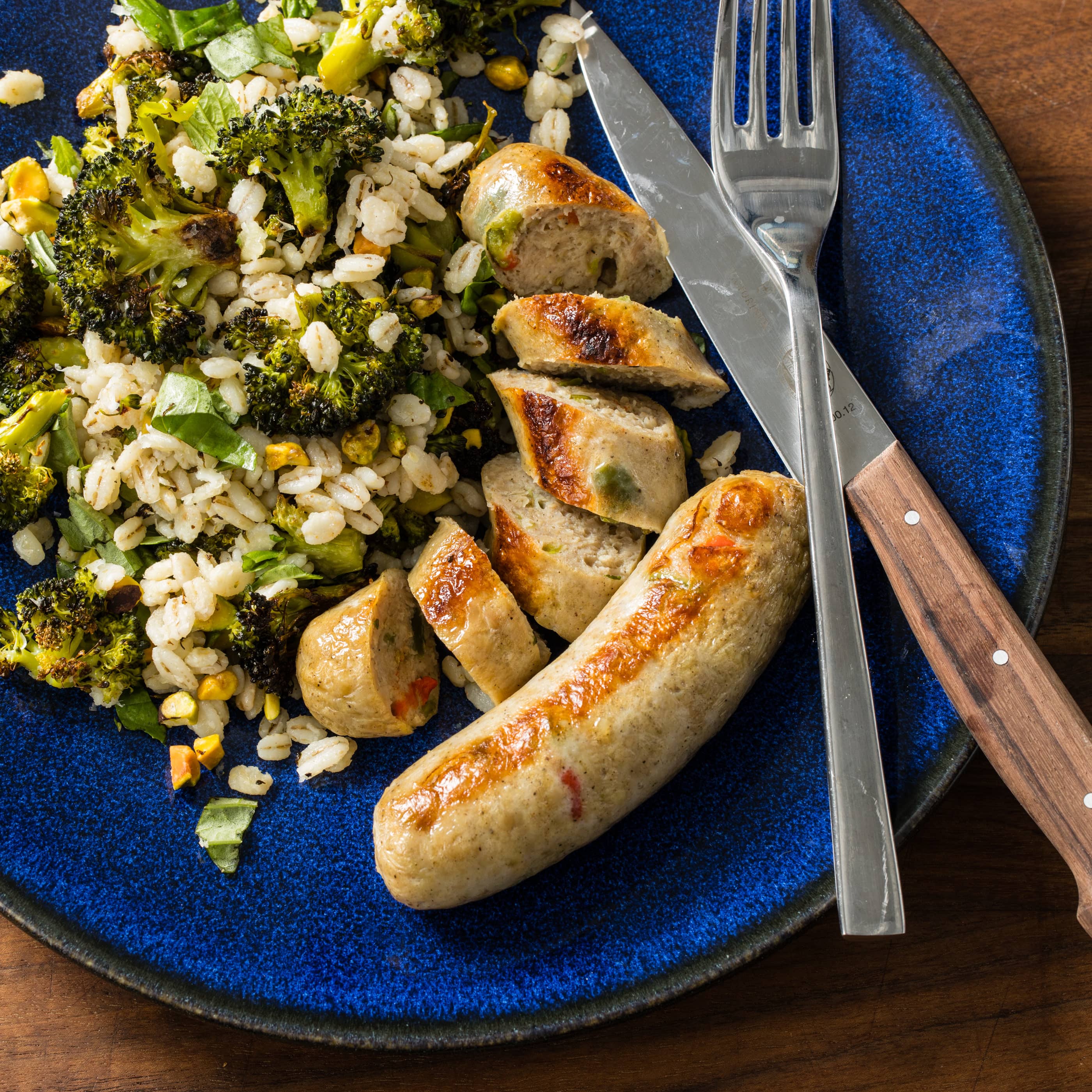 Sheet-Pan Italian Chicken Sausage with Broccoli and Barley
