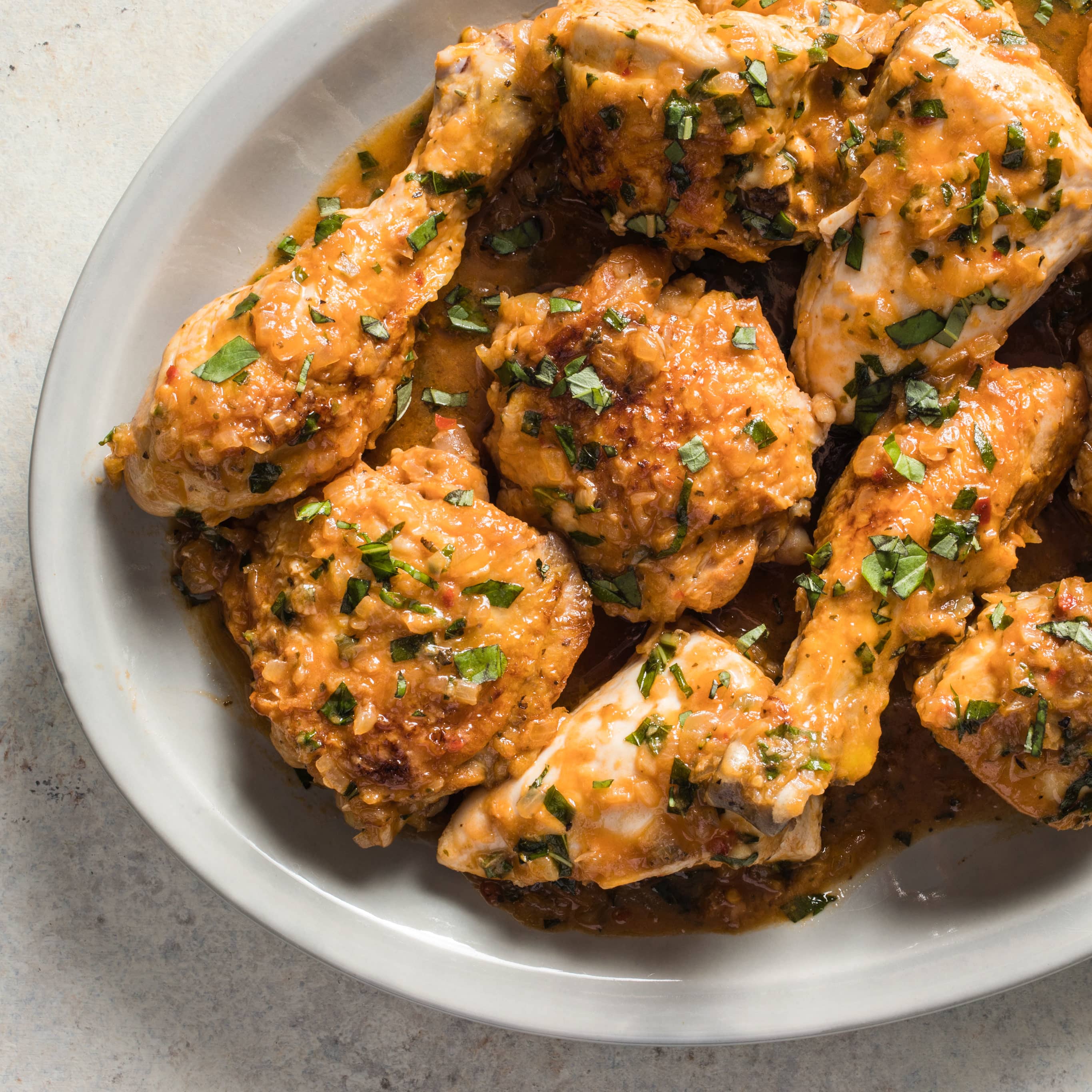 Braised Chicken with Basil and Tomato