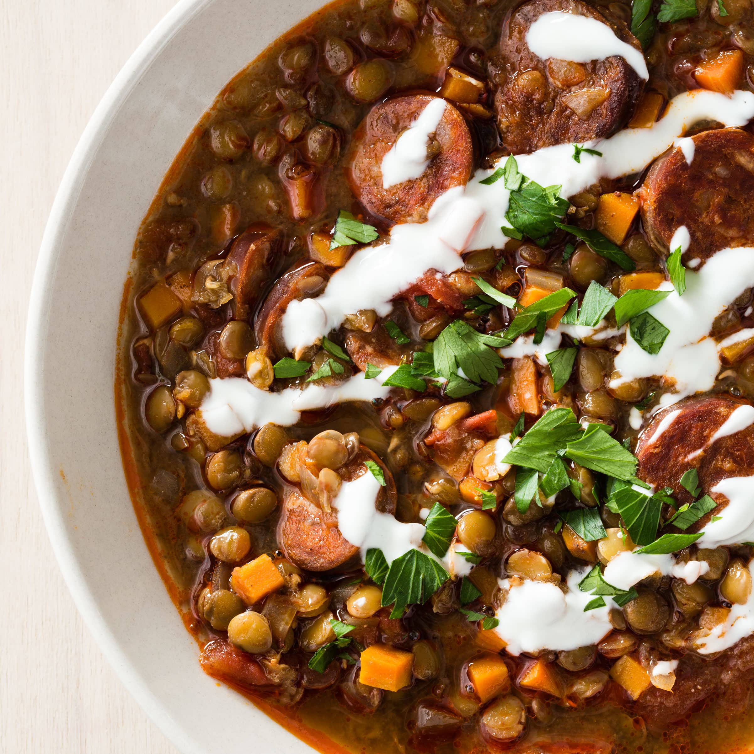 Slow-Cooker Lentil and Chorizo Soup | America's Test Kitchen
