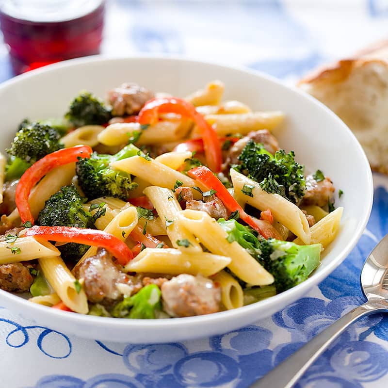 Creamy Skillet Penne with Sausage and Broccoli