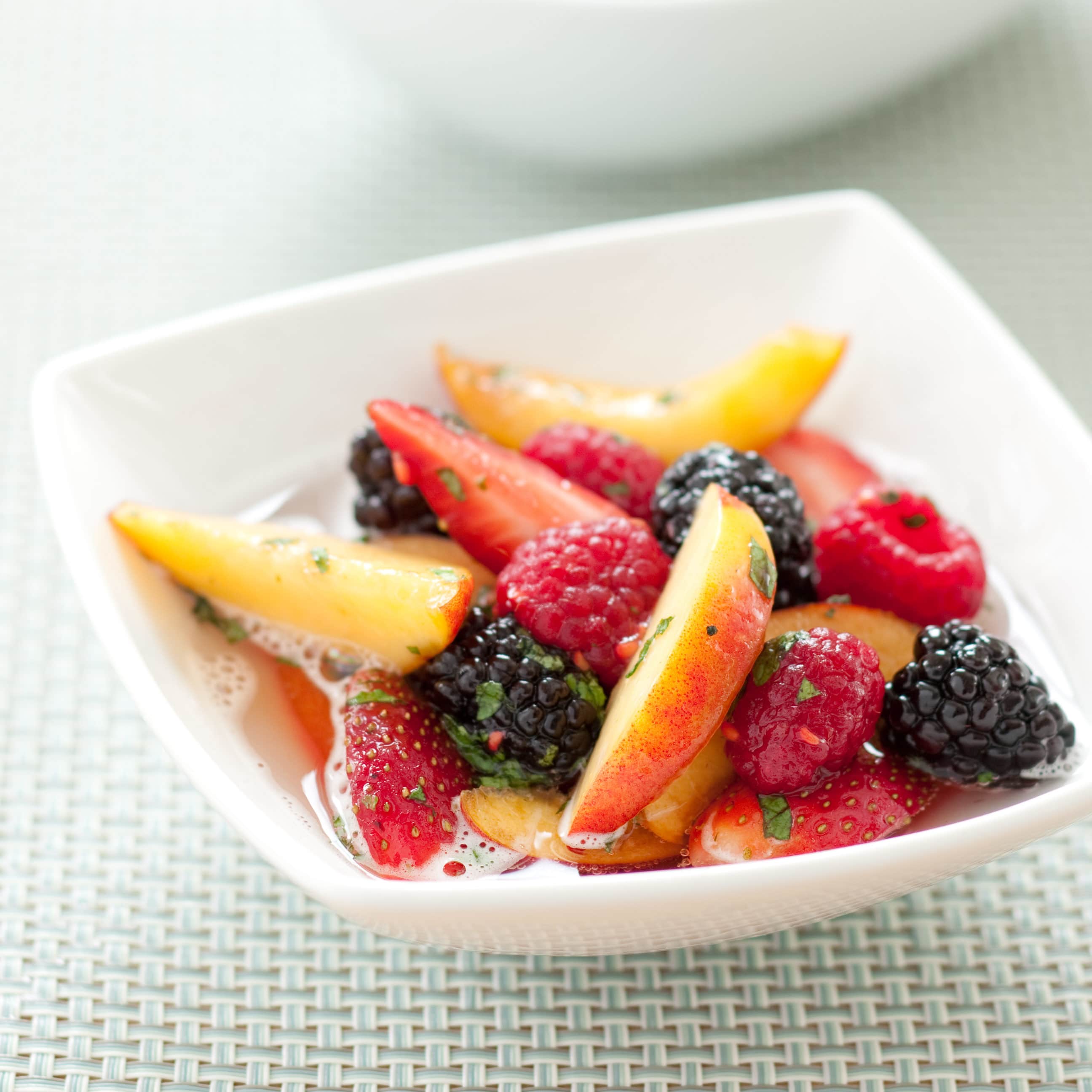 Nectarines and Berries in Prosecco Wine