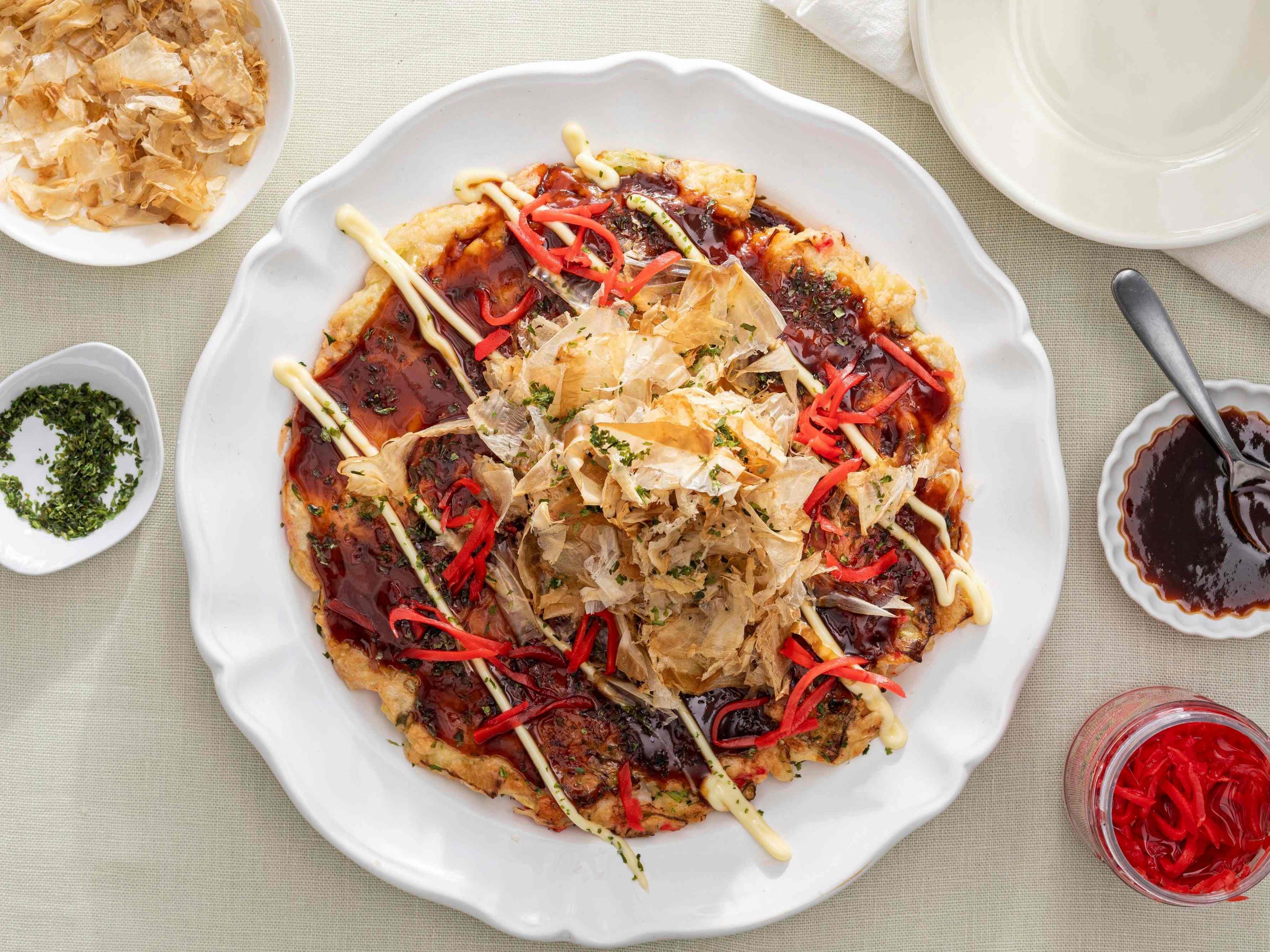 Shrimp Okonomiyaki (Japanese Cabbage Pancake)