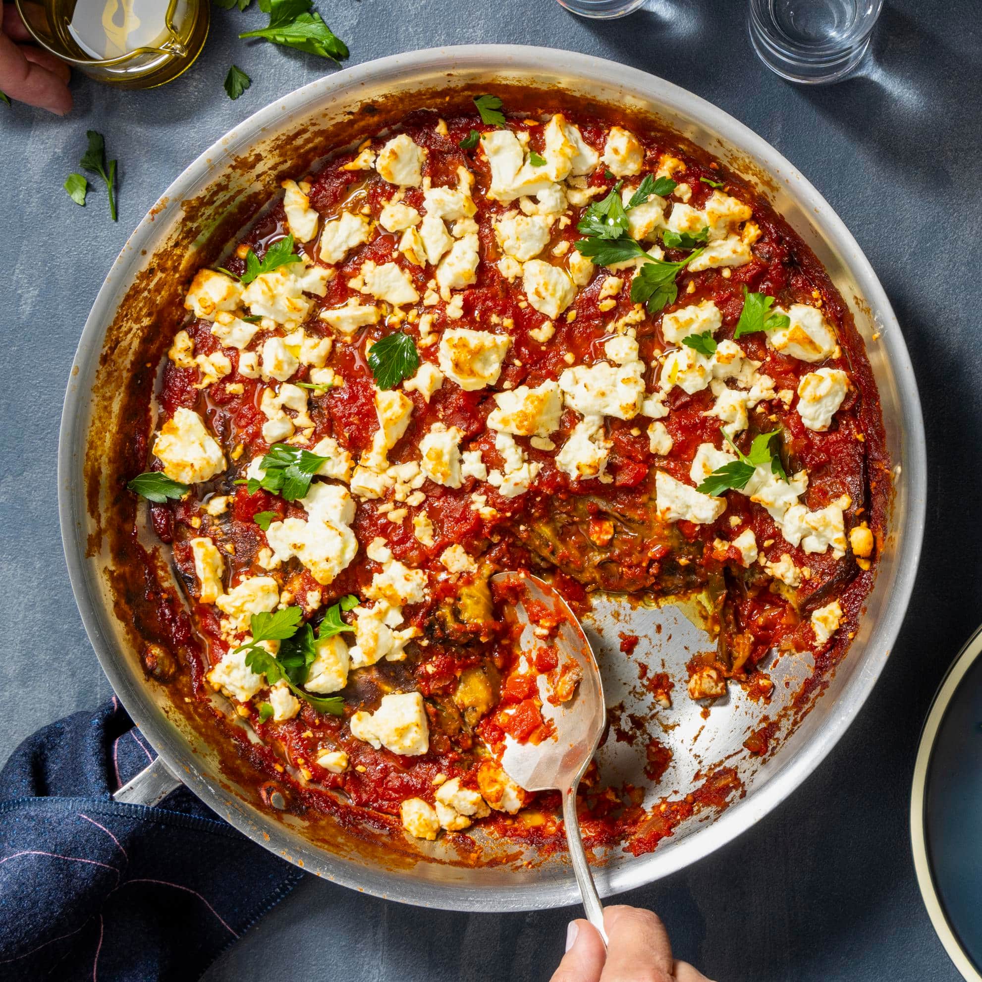 Silky Roasted Eggplant with Tomato and Feta