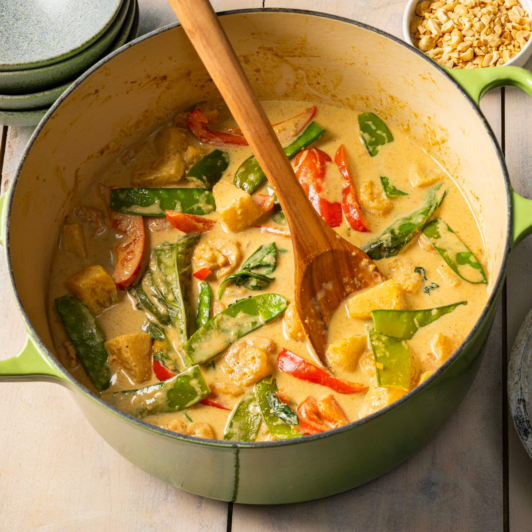 Thai Red Curry with Shrimp, Pineapple, and Peanuts
