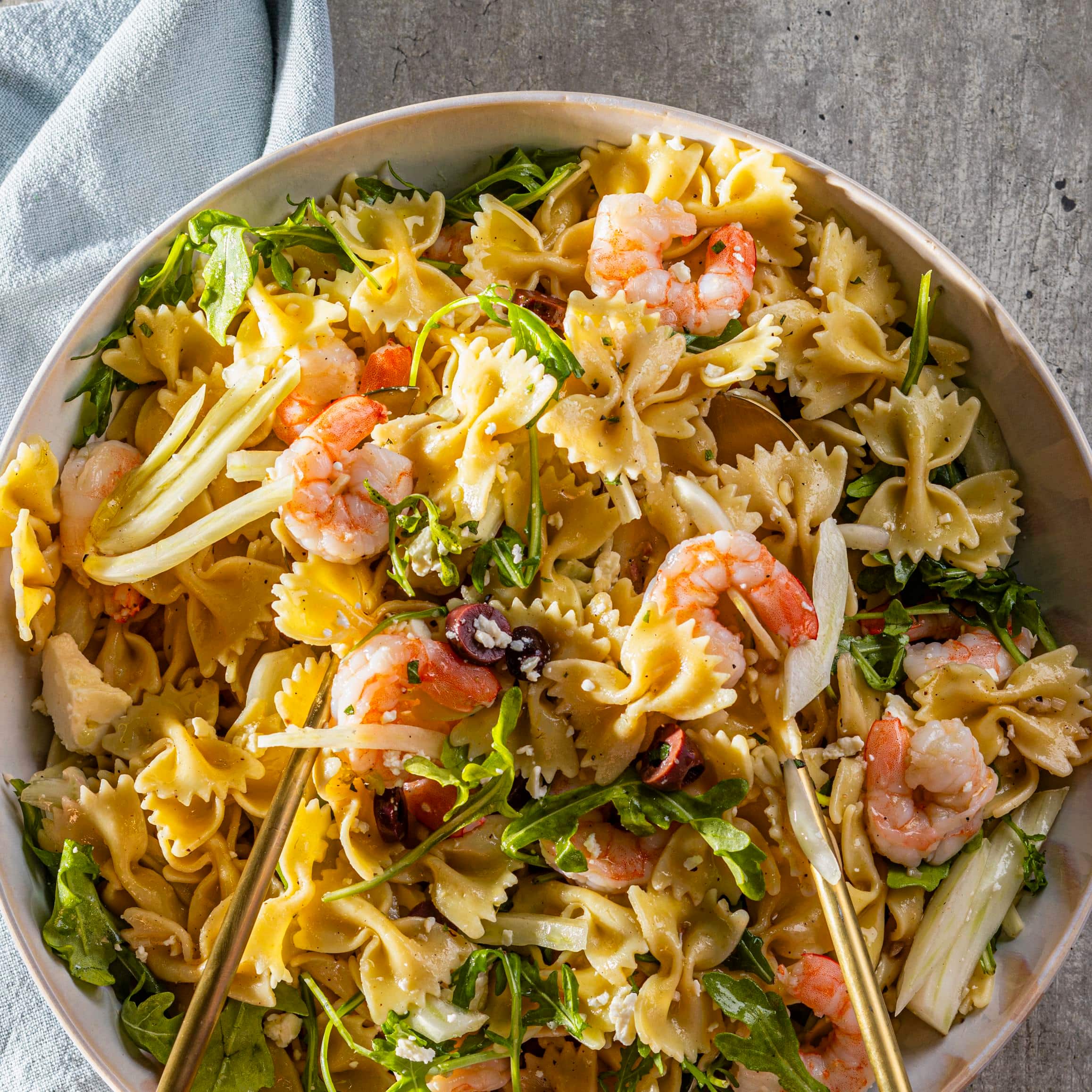 30-Minute Shrimp and Pasta Salad with Fennel and Feta