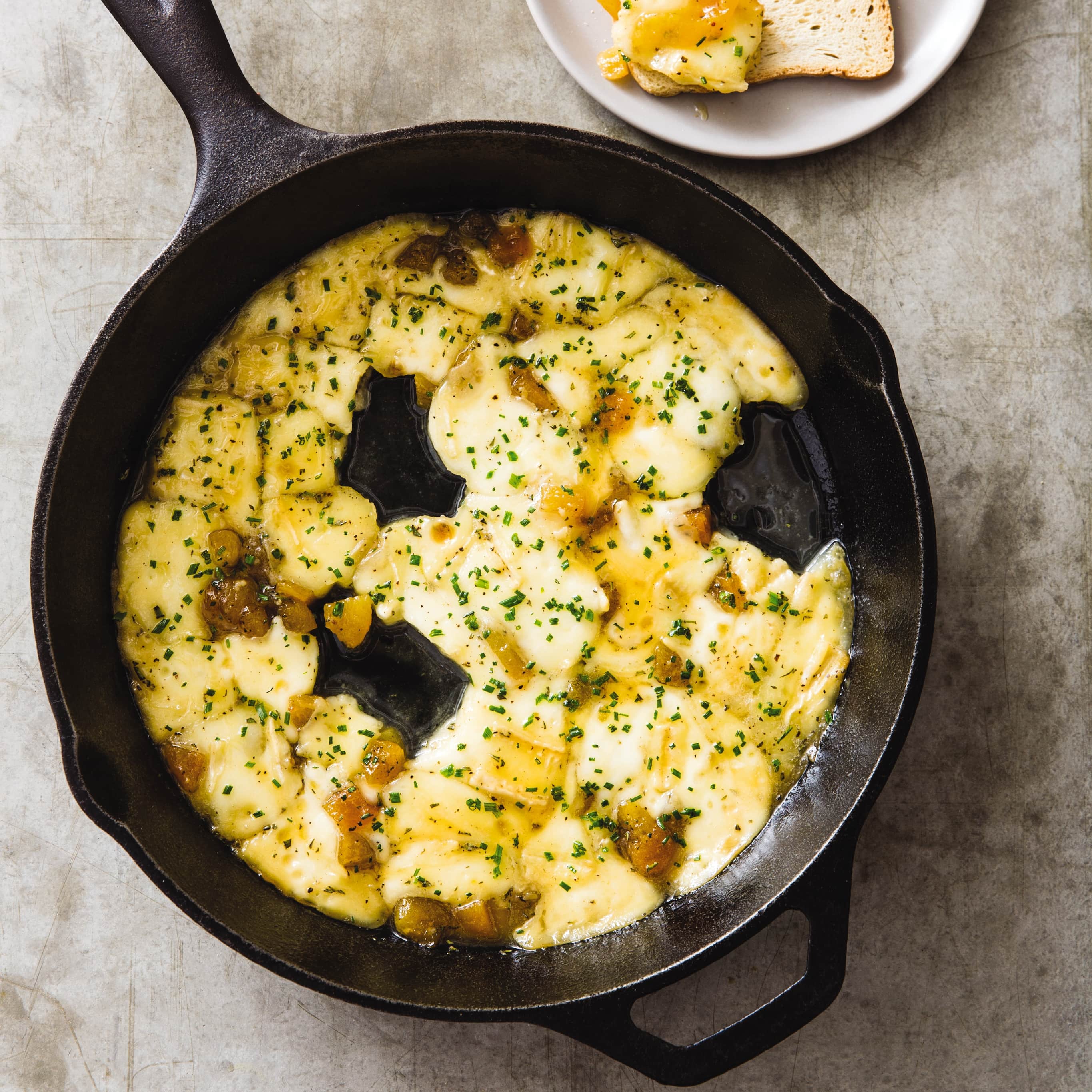 Cast Iron Baked Brie with Honeyed Apricots