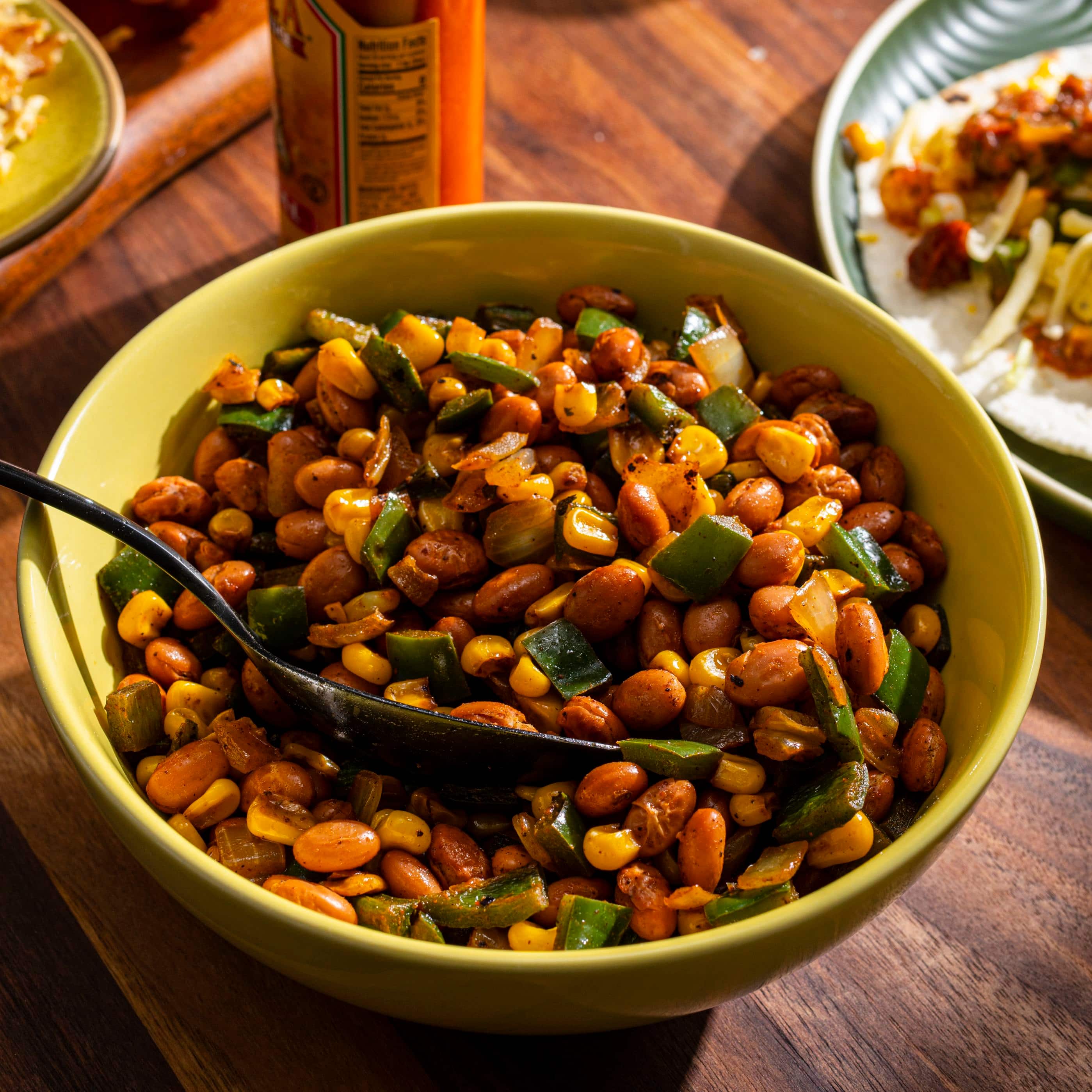 Sautéed Poblanos, Beans, and Corn