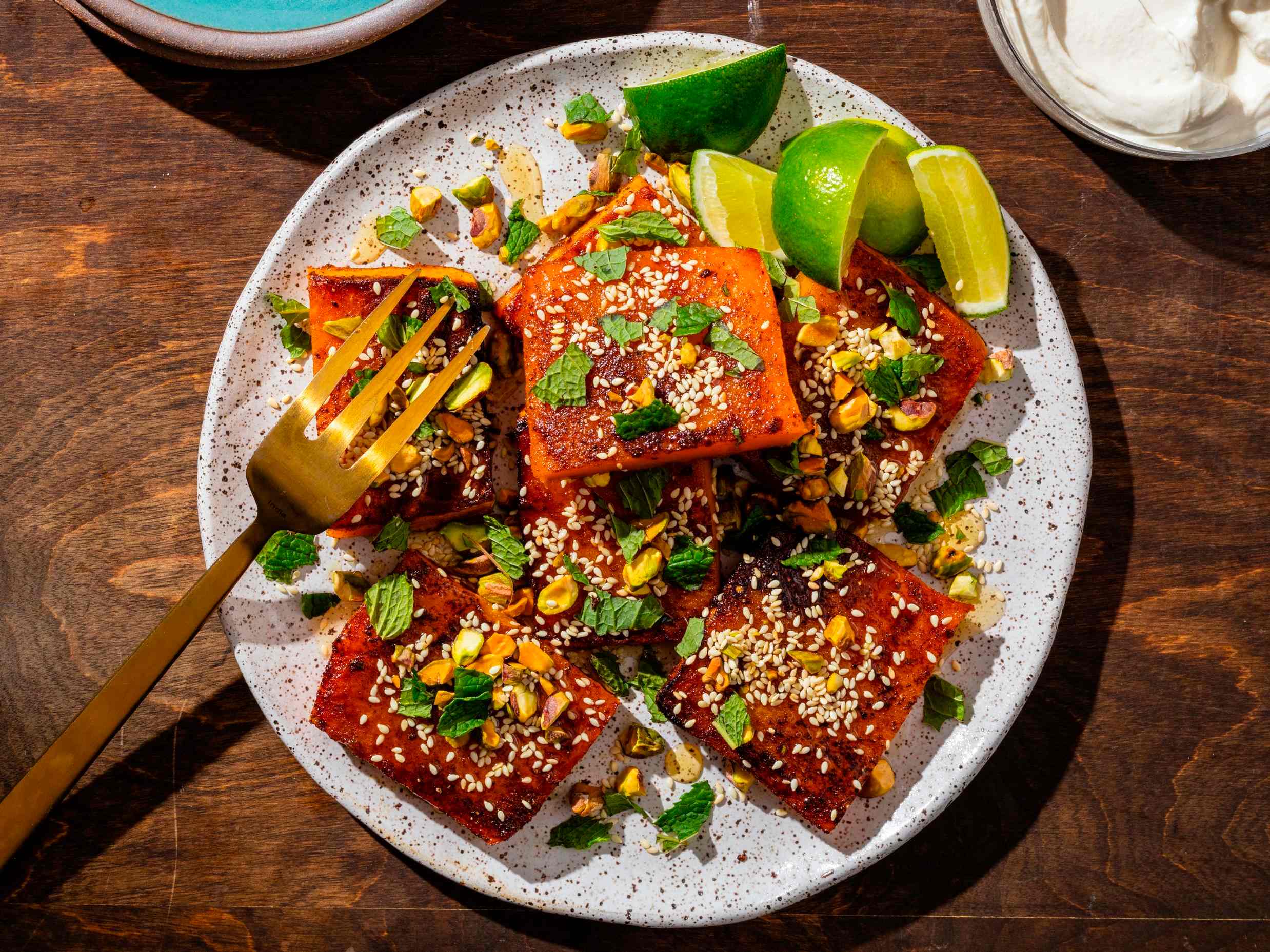 Butternut Squash Steaks with Honey-Nut Topping