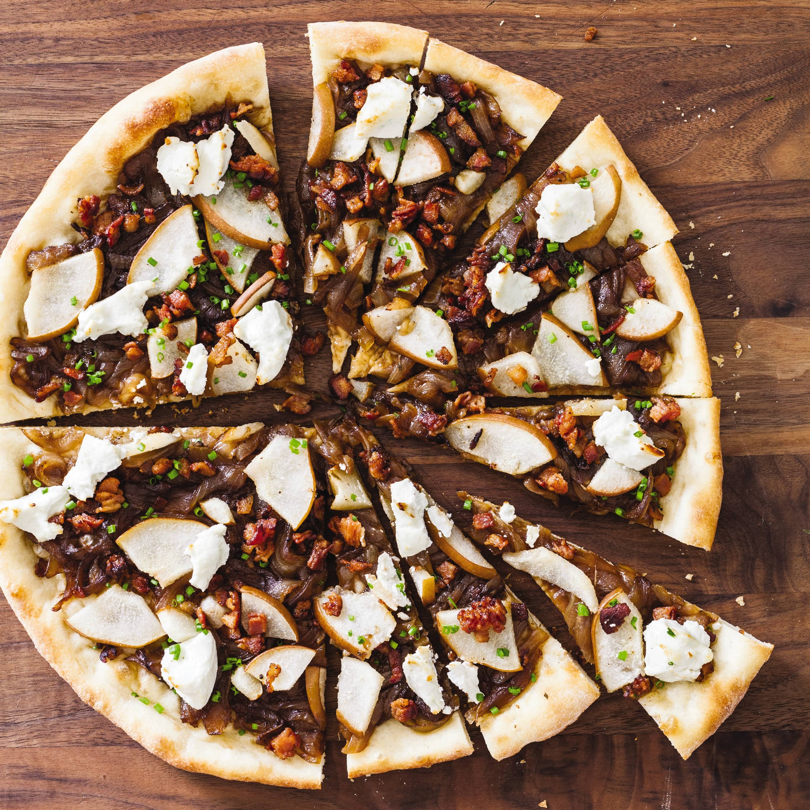 Cast Iron Caramelized Onion, Pear, and Bacon Tart